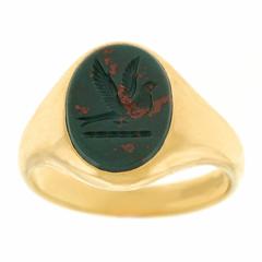 Vintage Bloodstone Gold Signet Ring
