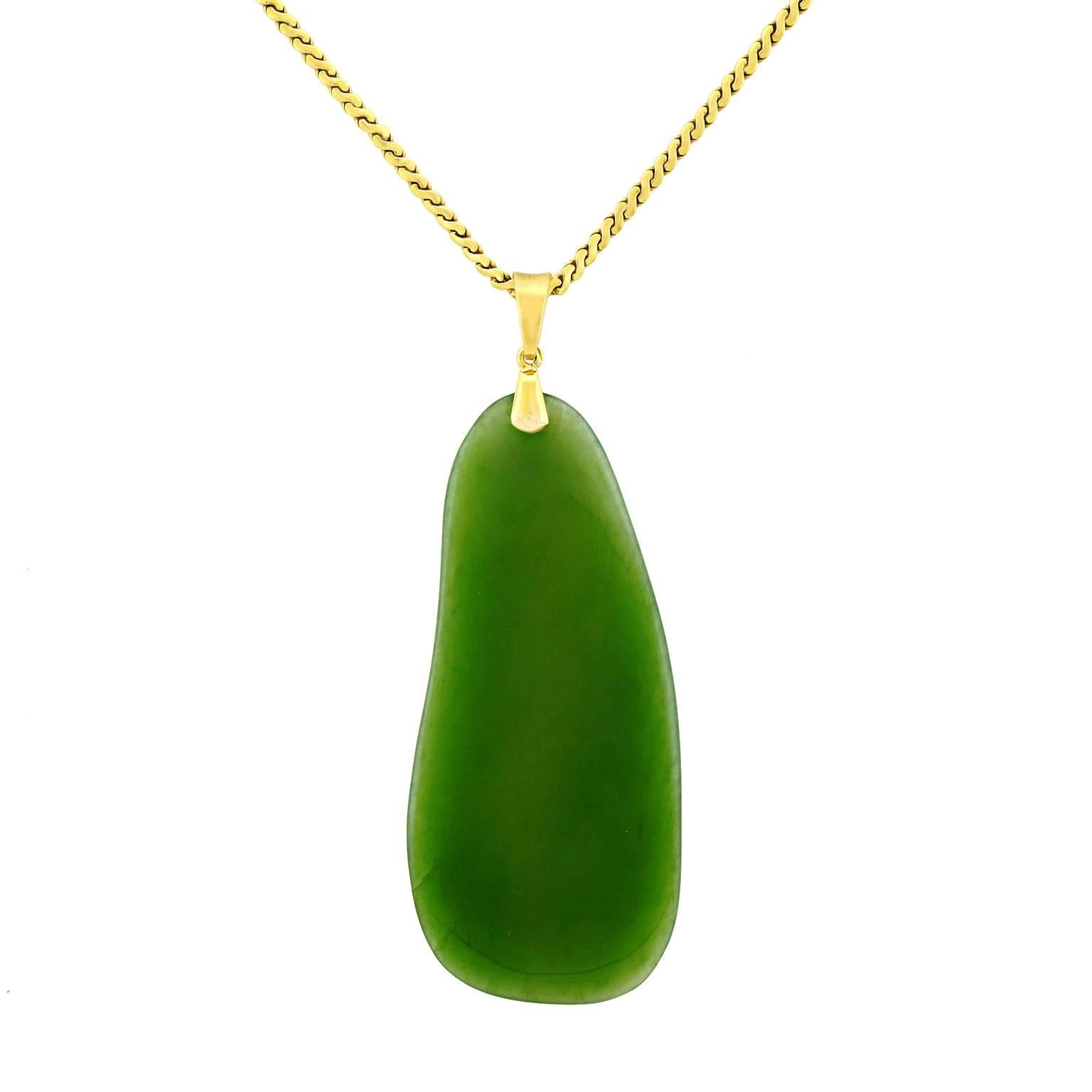 Biomorphic Jade Pendant in Gold