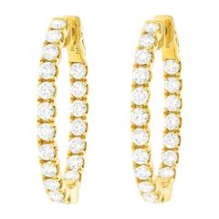 Diamond-Set Yellow Gold Hoop Earrings