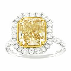 4.37 Carat Fancy Yellow Diamond Ring EGL Report 2