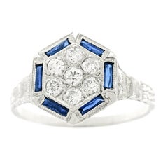 Art Deco Diamond and Sapphire Gold Ring