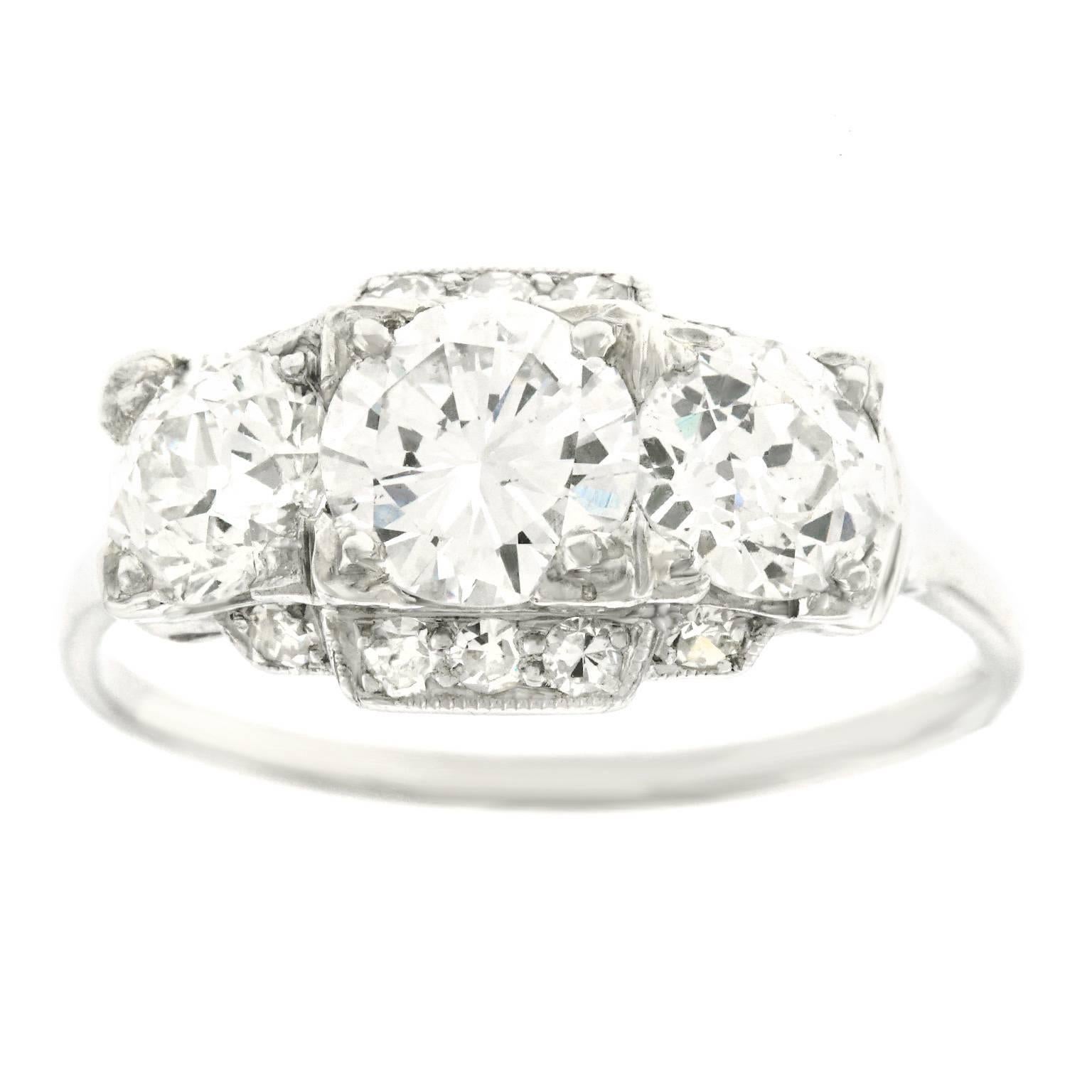 Art Deco GIA Diamond Set Platinum Ring