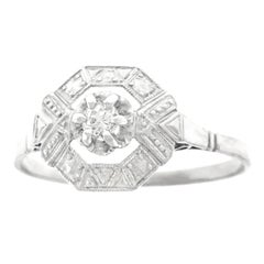 French Art Deco Diamond Ring in Platinum and Gold 6