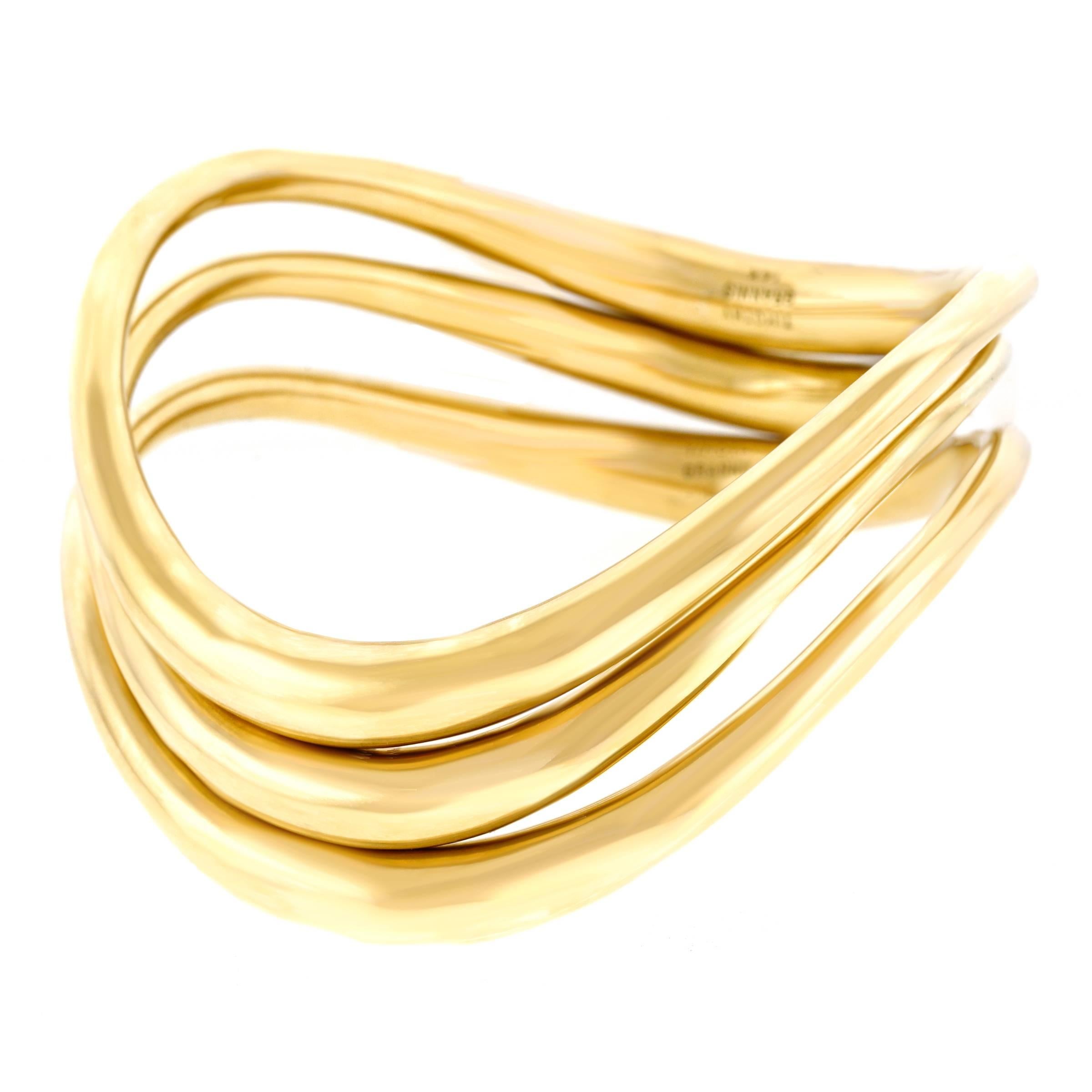 Set of Three Modernist Gold Bangles by Timothy Grannis