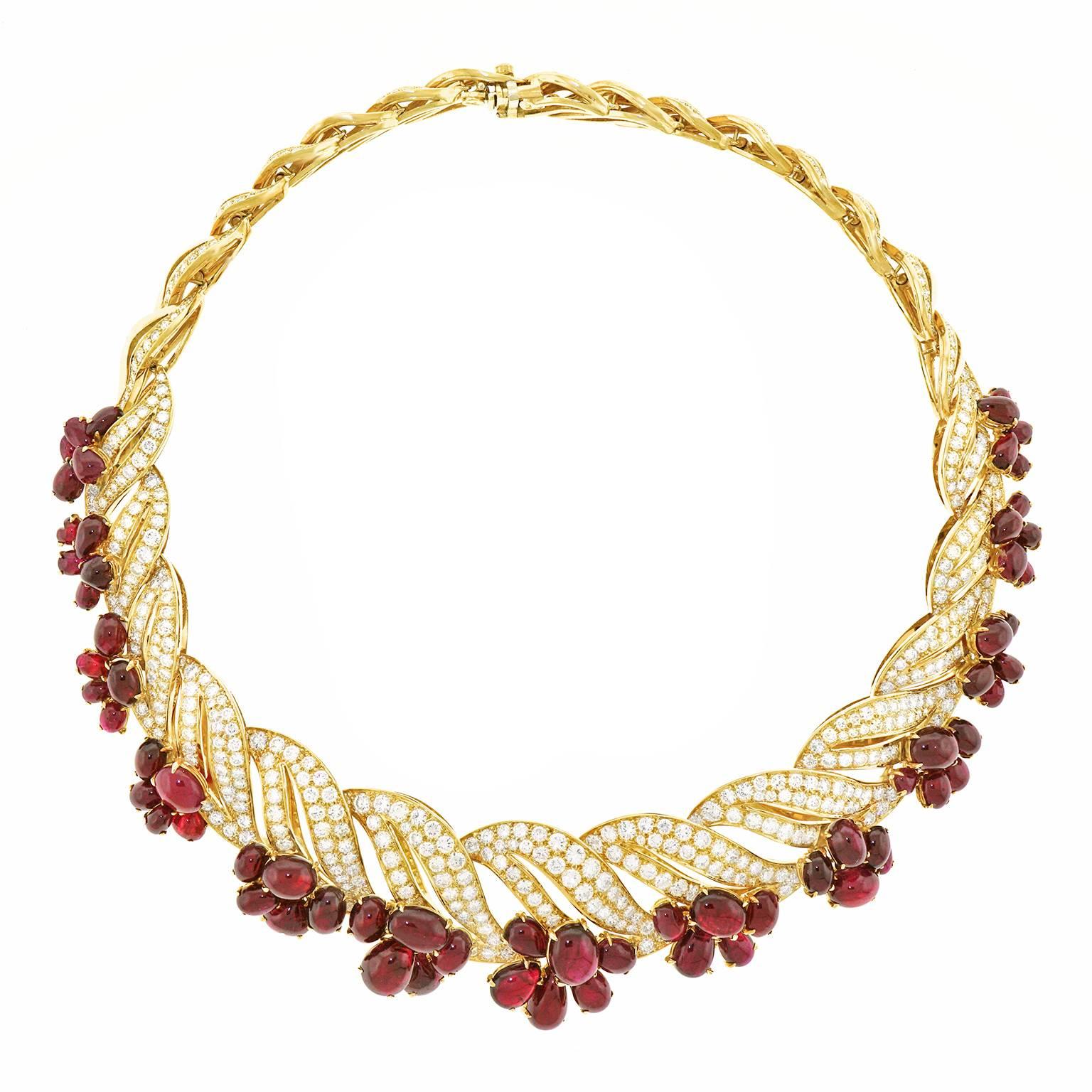 Magnificent Adler No-Heat Ruby and Diamond Gold Necklace