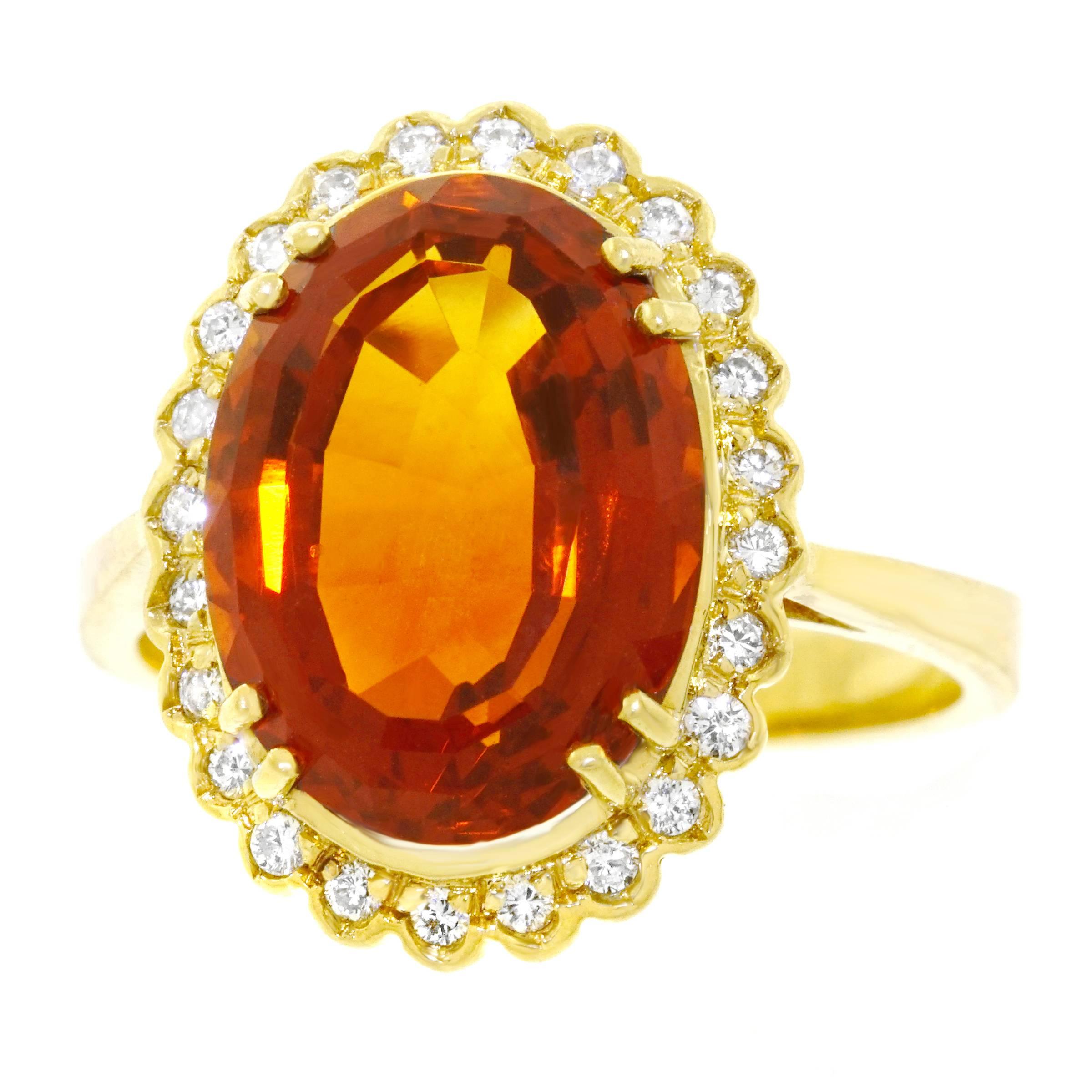 1960s Tourmaline and Diamond Set Gold Ring