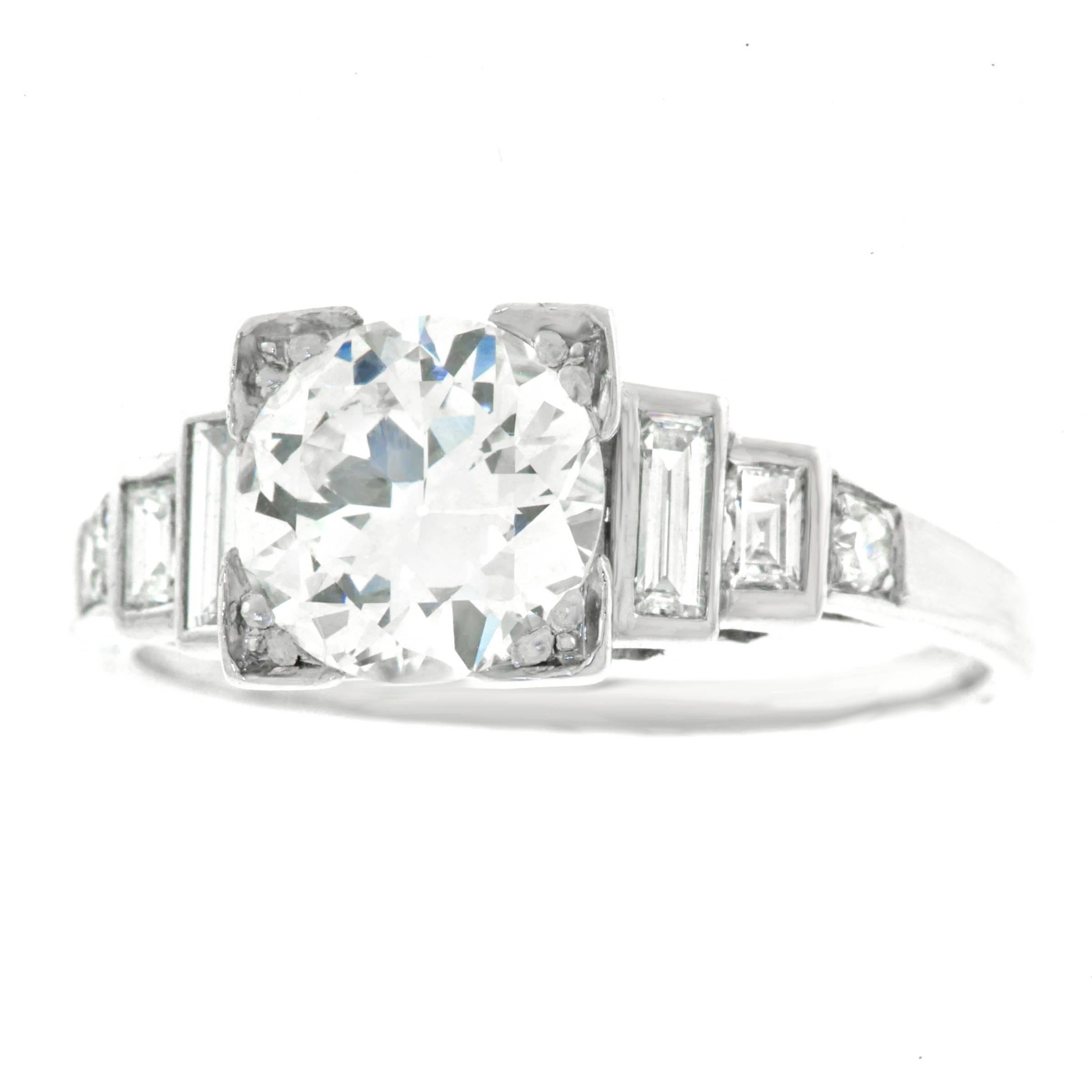 Art Deco 1.46 Carat Diamond Engagement Ring GIA Report