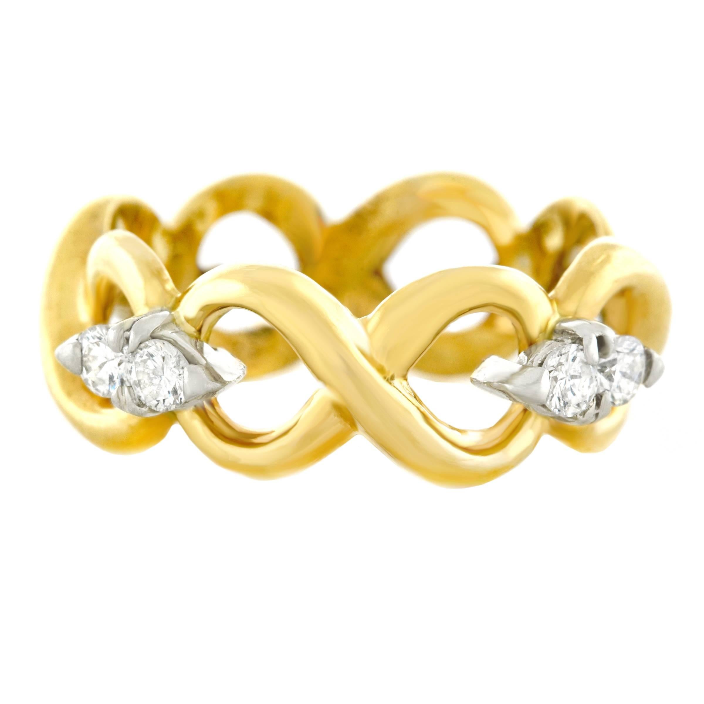 Tiffany & Co. Diamond Set Gold Infinity Ring