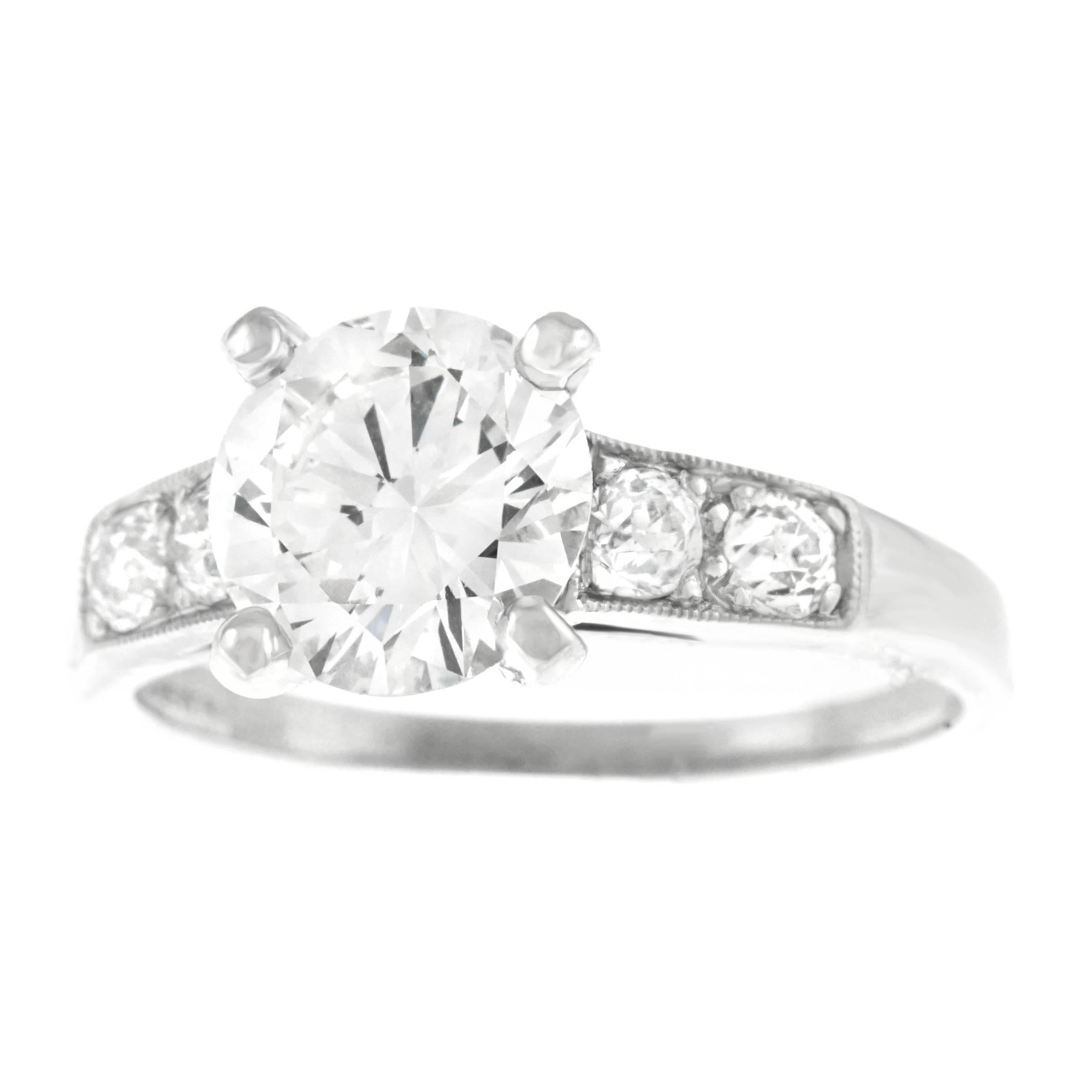Art Deco 1.77 Carat Diamond White Gold Engagement Ring by the Lambert Bros