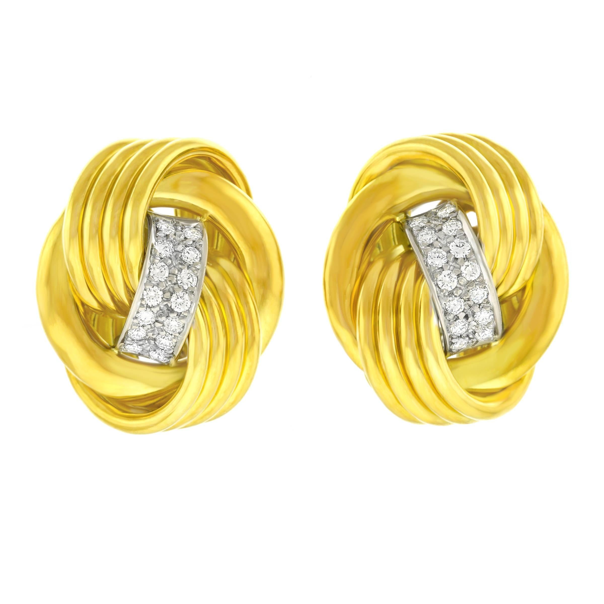 Meister Gold and Diamond Knot Earrings