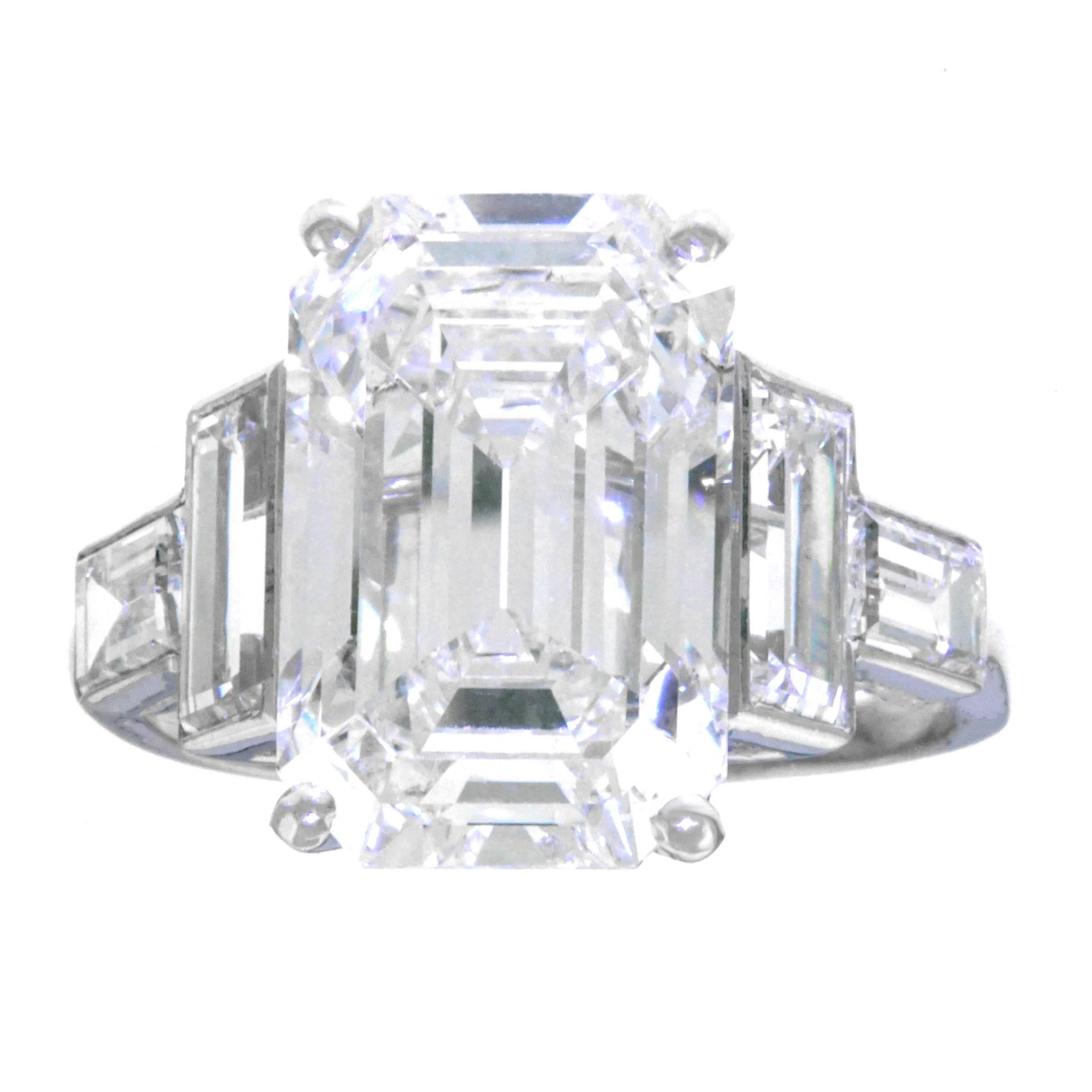 Spectacular 6.64 Carat Art Deco Diamond Ring in Platinum GIA