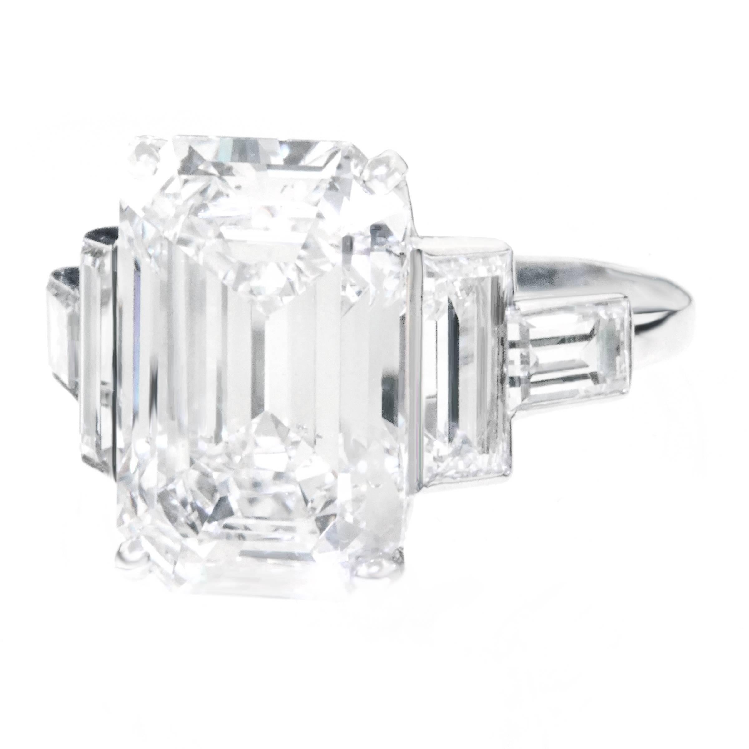 Spectacular 6.64 Carat Art Deco Diamond Ring in Platinum GIA 1