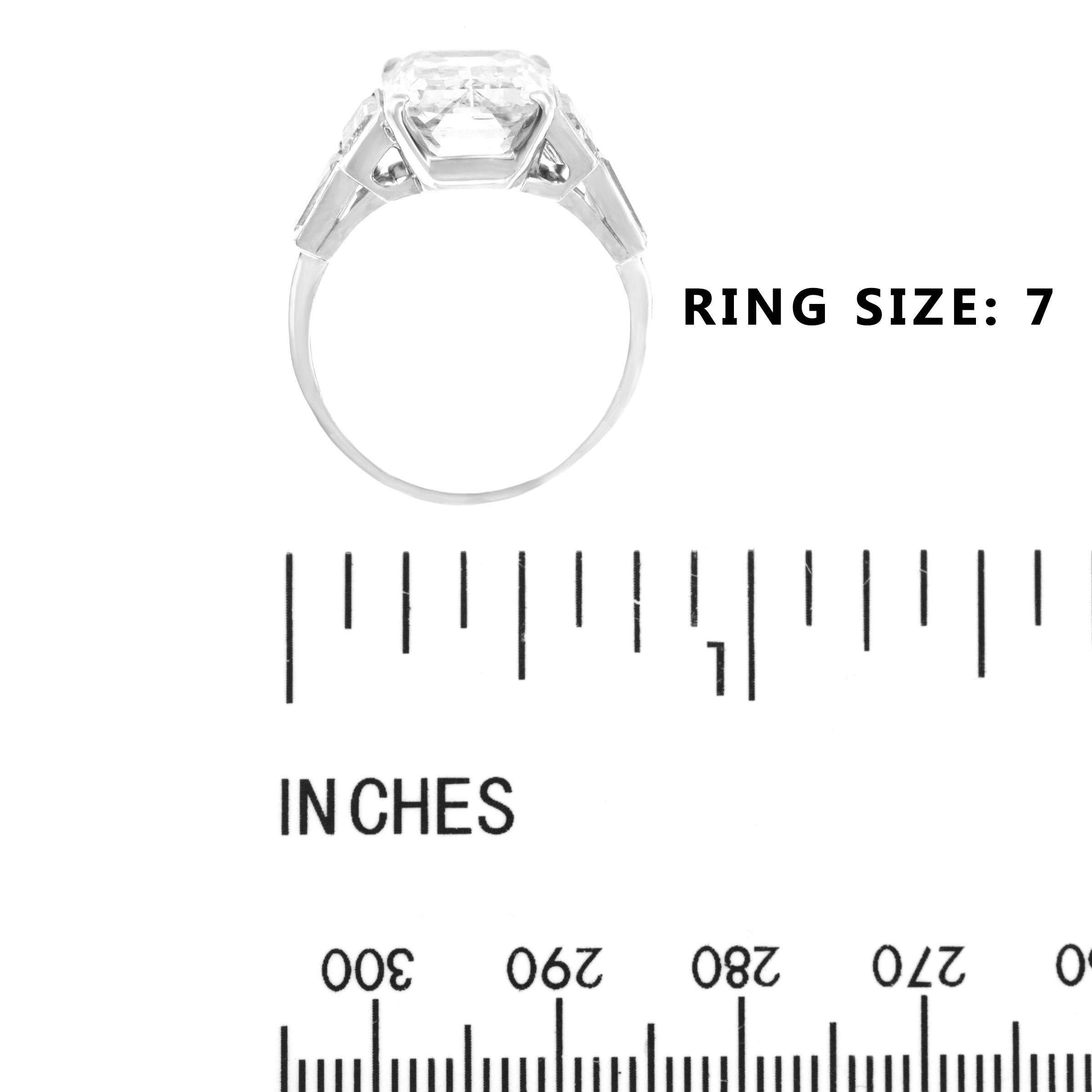 Spectacular 6.64 Carat Art Deco Diamond Ring in Platinum GIA 2