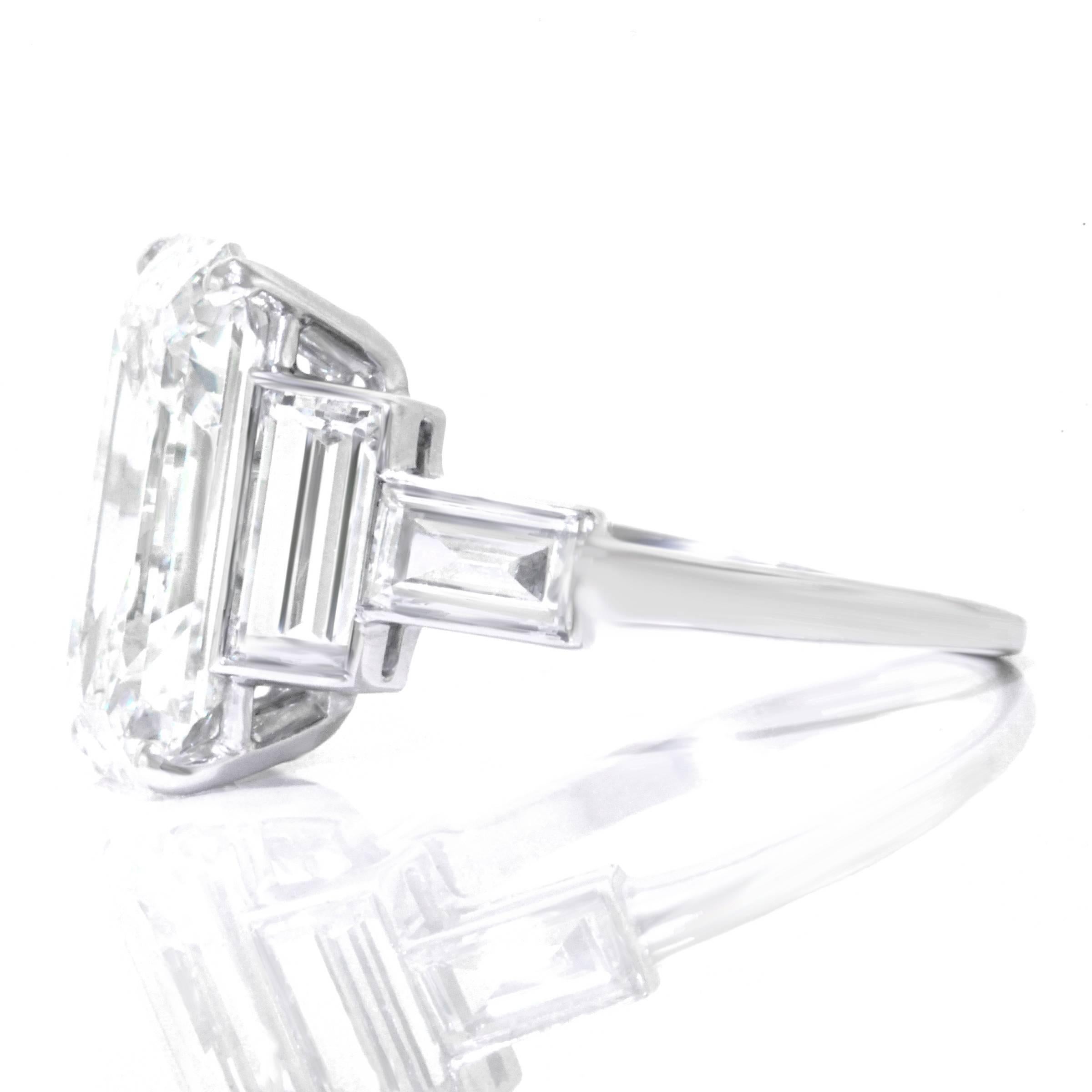 Spectacular 6.64 Carat Art Deco Diamond Ring in Platinum GIA 3