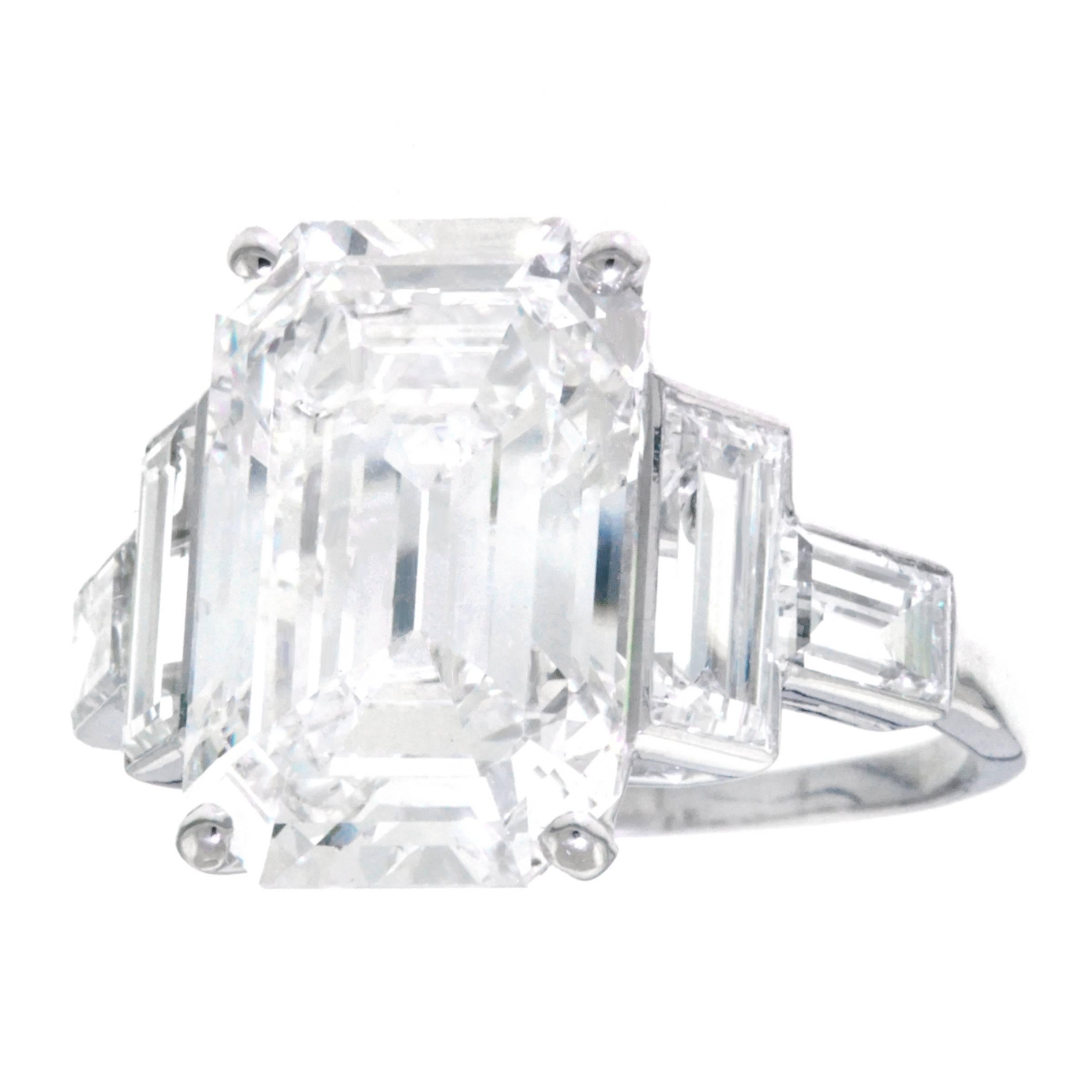 Spectacular 6.64 Carat Art Deco Diamond Ring in Platinum GIA 5