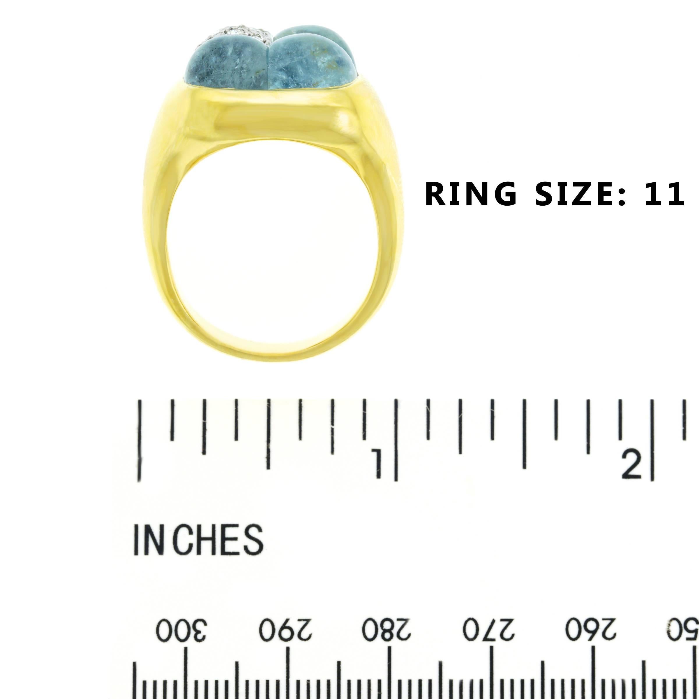 Pomellato Cabochon Aquamarine and Diamond Ring 2