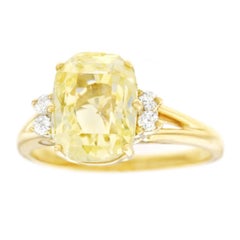 Yellow Sapphire and Diamond Gold Ring
