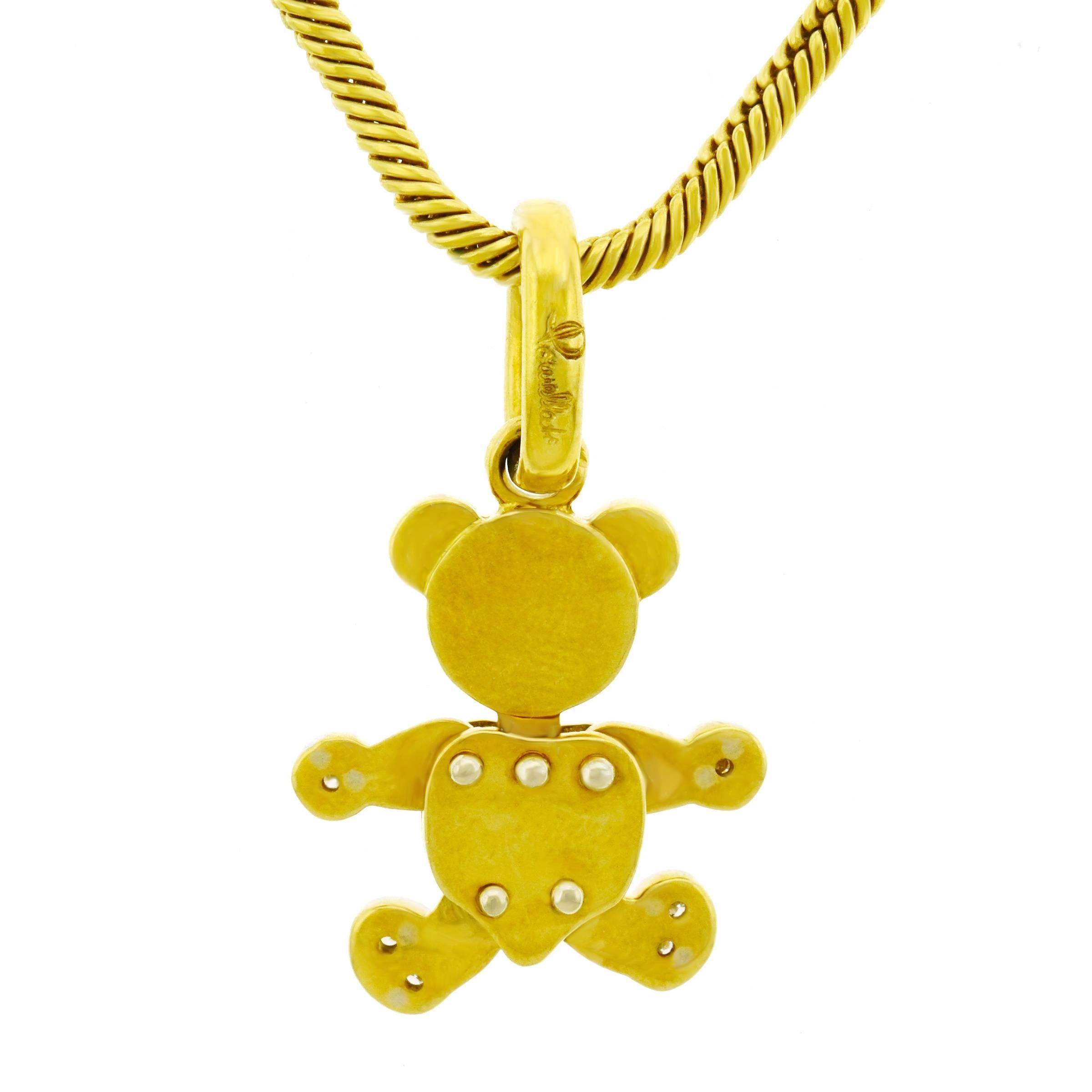 Pomellato Diamond Set Gold Teddy Bear Charm 1
