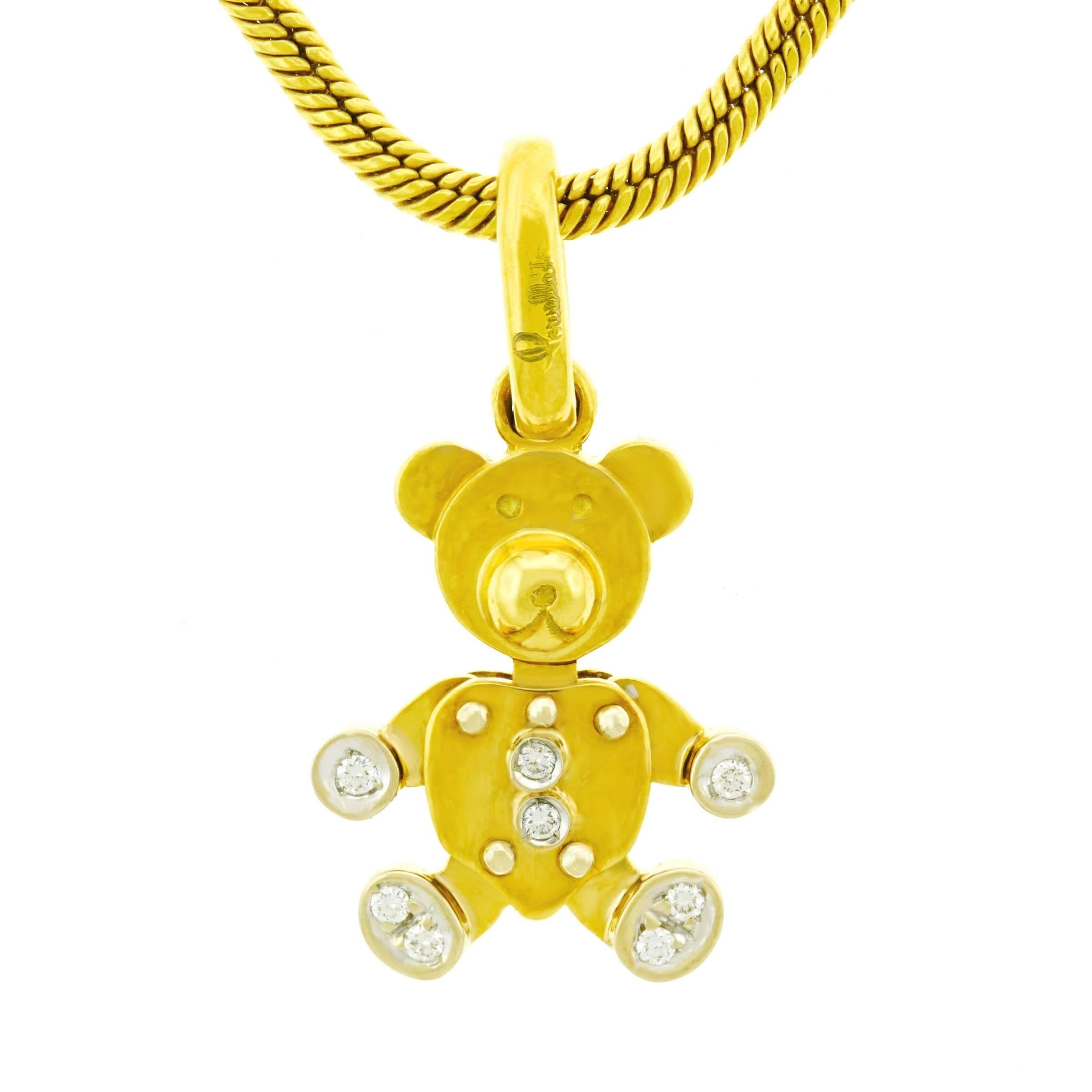 Pomellato Diamond Set Gold Teddy Bear Charm
