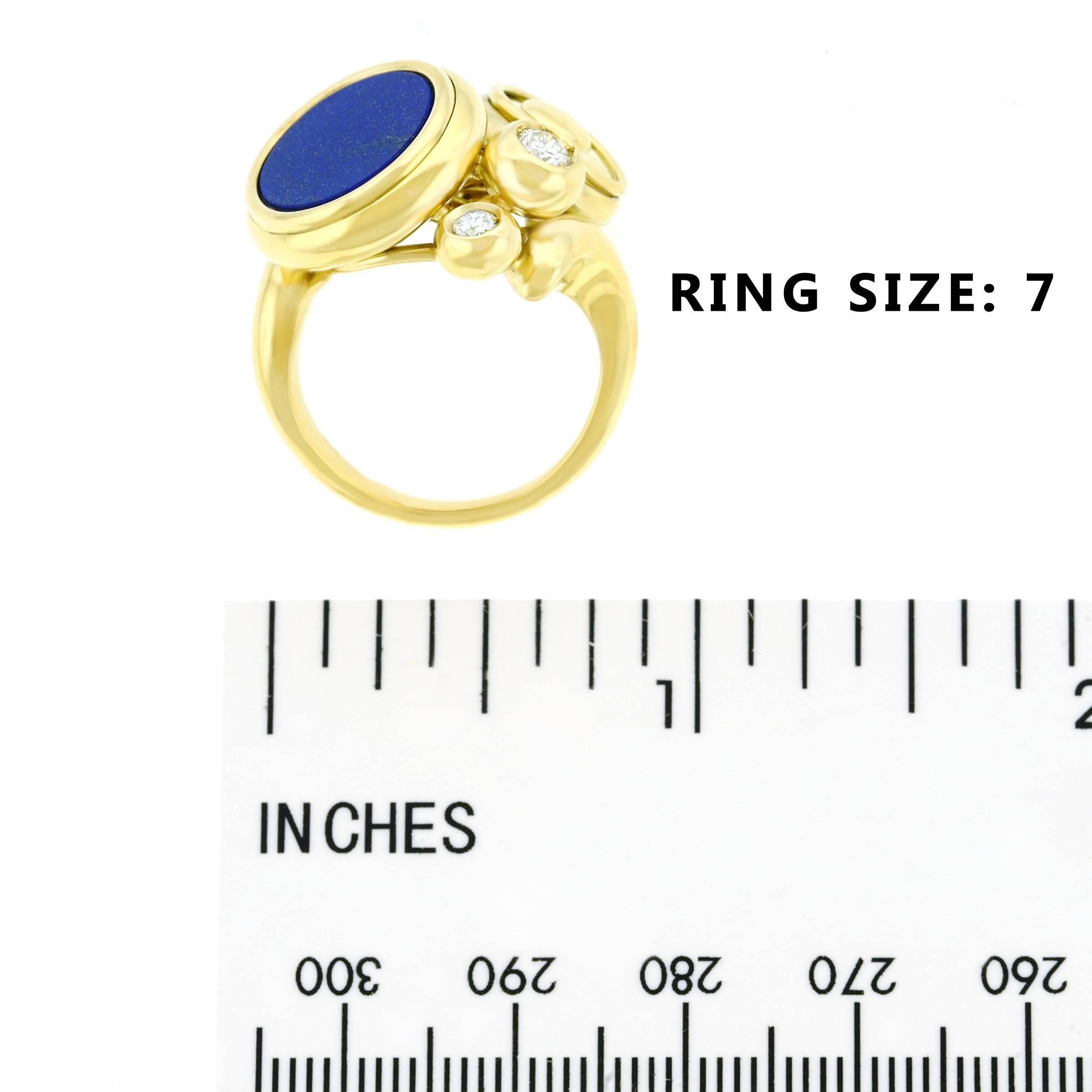 Meister Modernist Lapis and Diamond Set Gold Ring 1