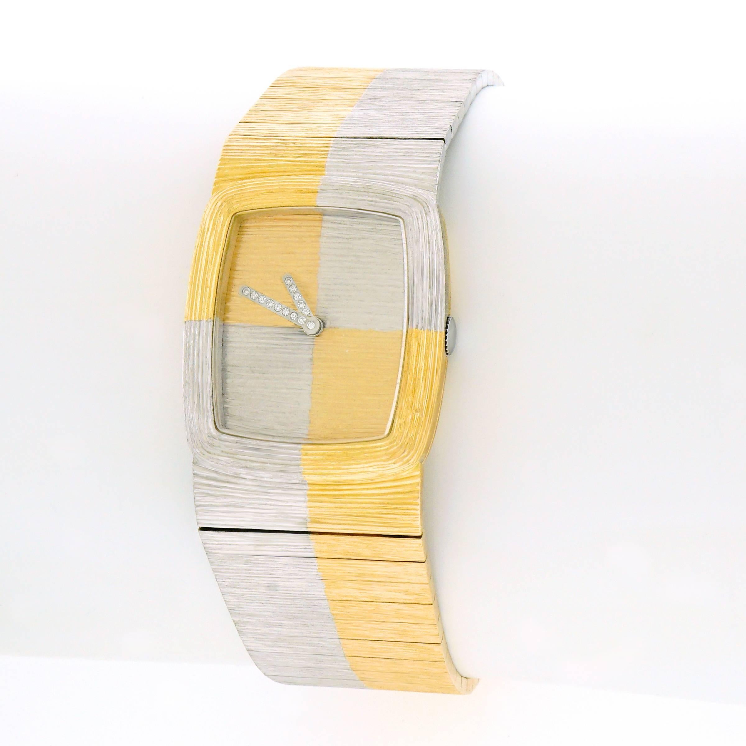 Modernist Paul Binder One-of-a-Kind Diamond Set Gold Wristwatch