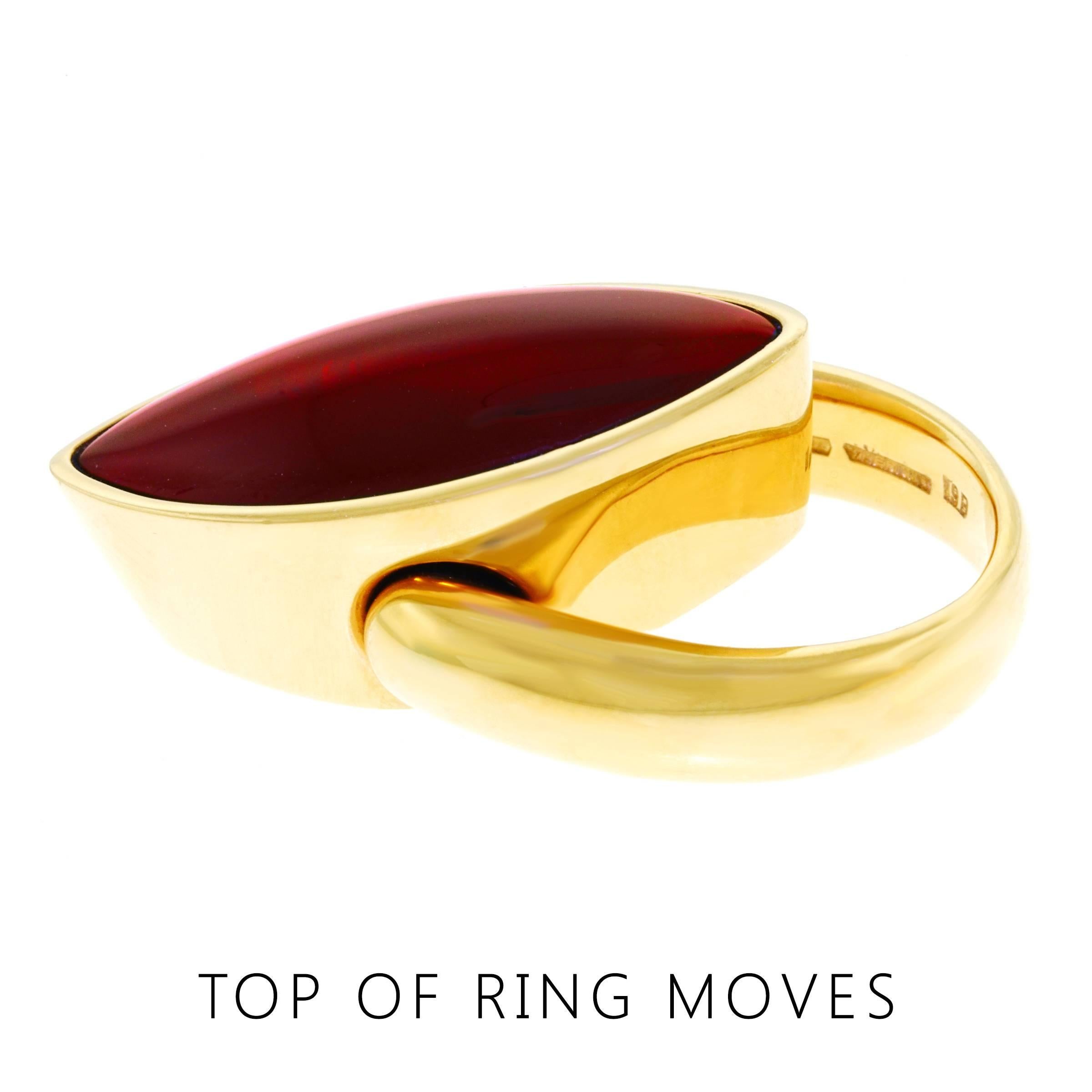 Vhernier Modernist Garnet Set Gold Ring 4