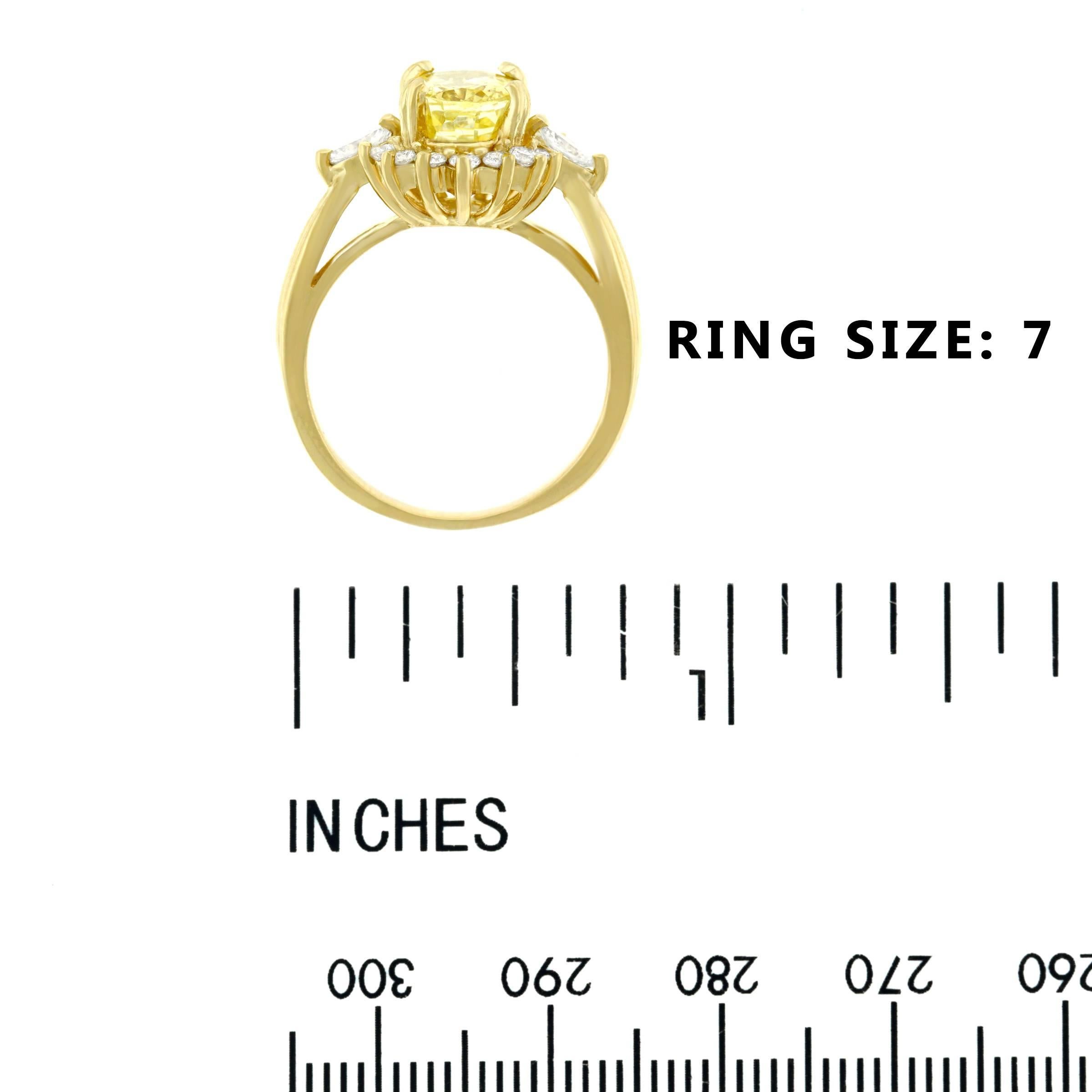 Yellow Sapphire and Diamond Set Gold Ring 2