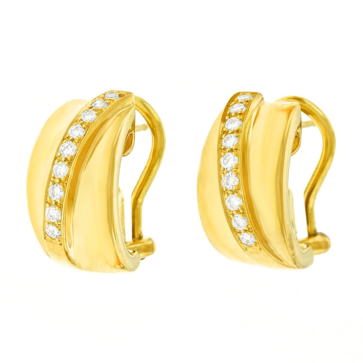 Tannler Diamond and Gold Earrings In Excellent Condition In Litchfield, CT