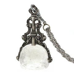 Antique Silver and Rock Crystal Fob as a Pendant