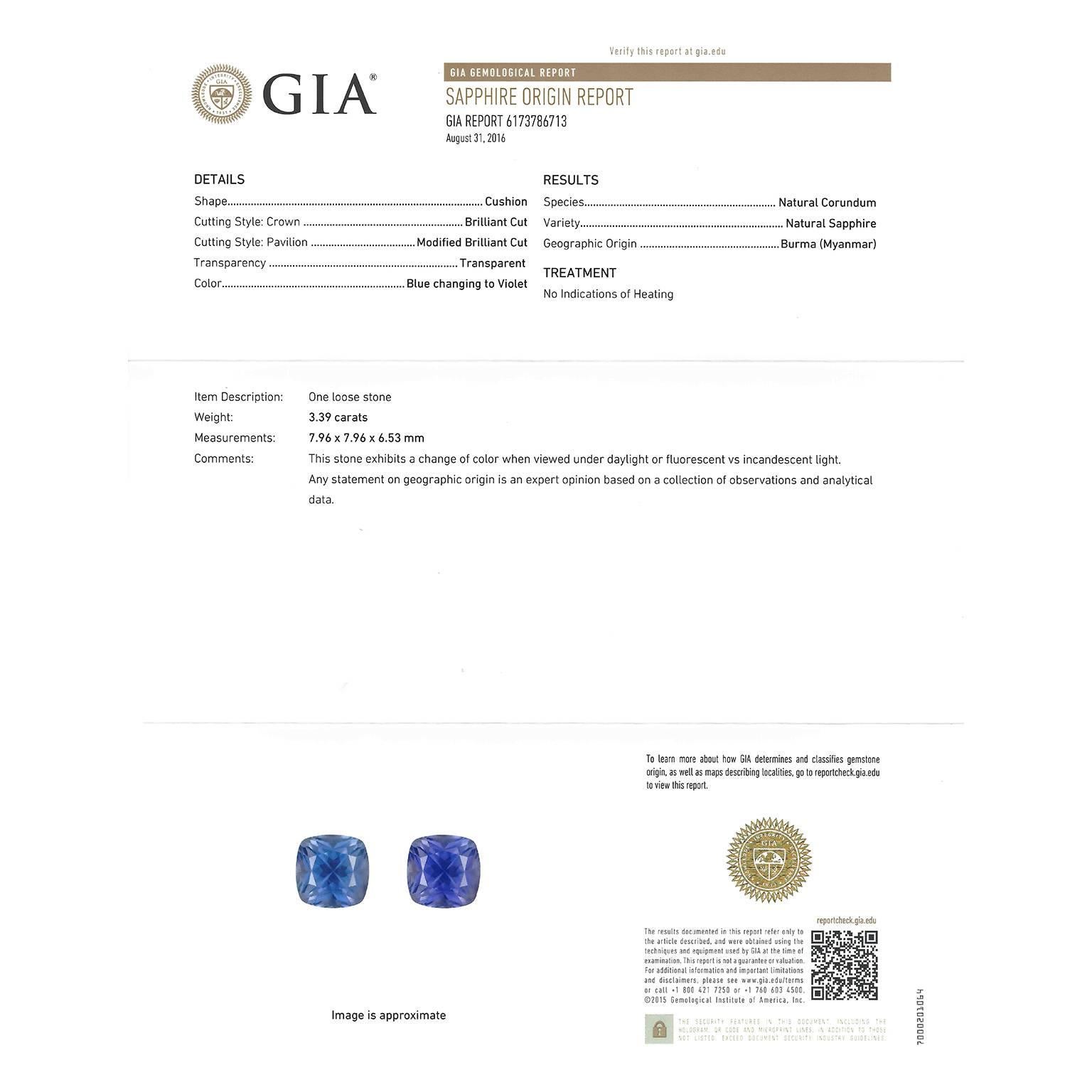 Dorfman 3.40 Carat Burma No-Heat Sapphire Diamond Ring GIA Certified 4