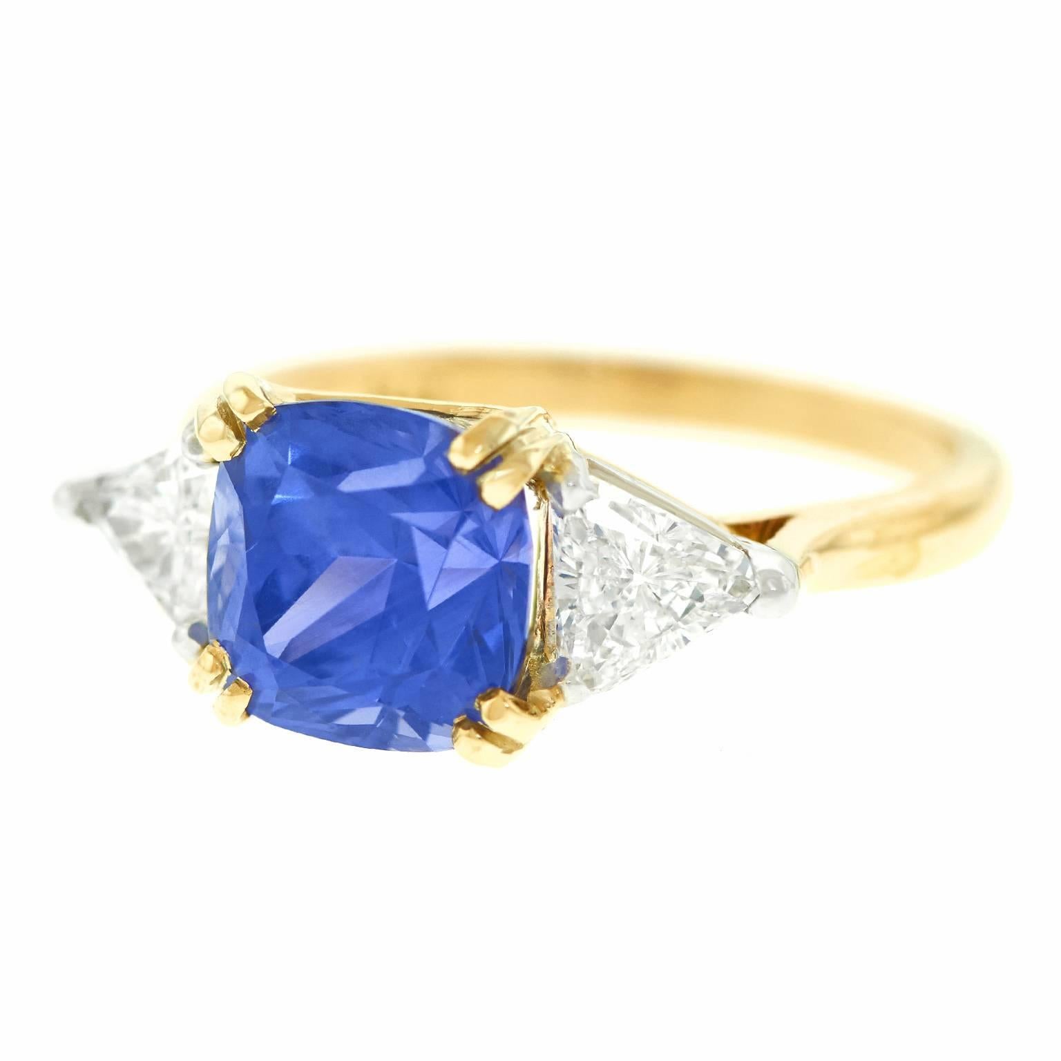 Dorfman 3.40 Carat Burma No-Heat Sapphire Diamond Ring GIA Certified In Excellent Condition In Litchfield, CT