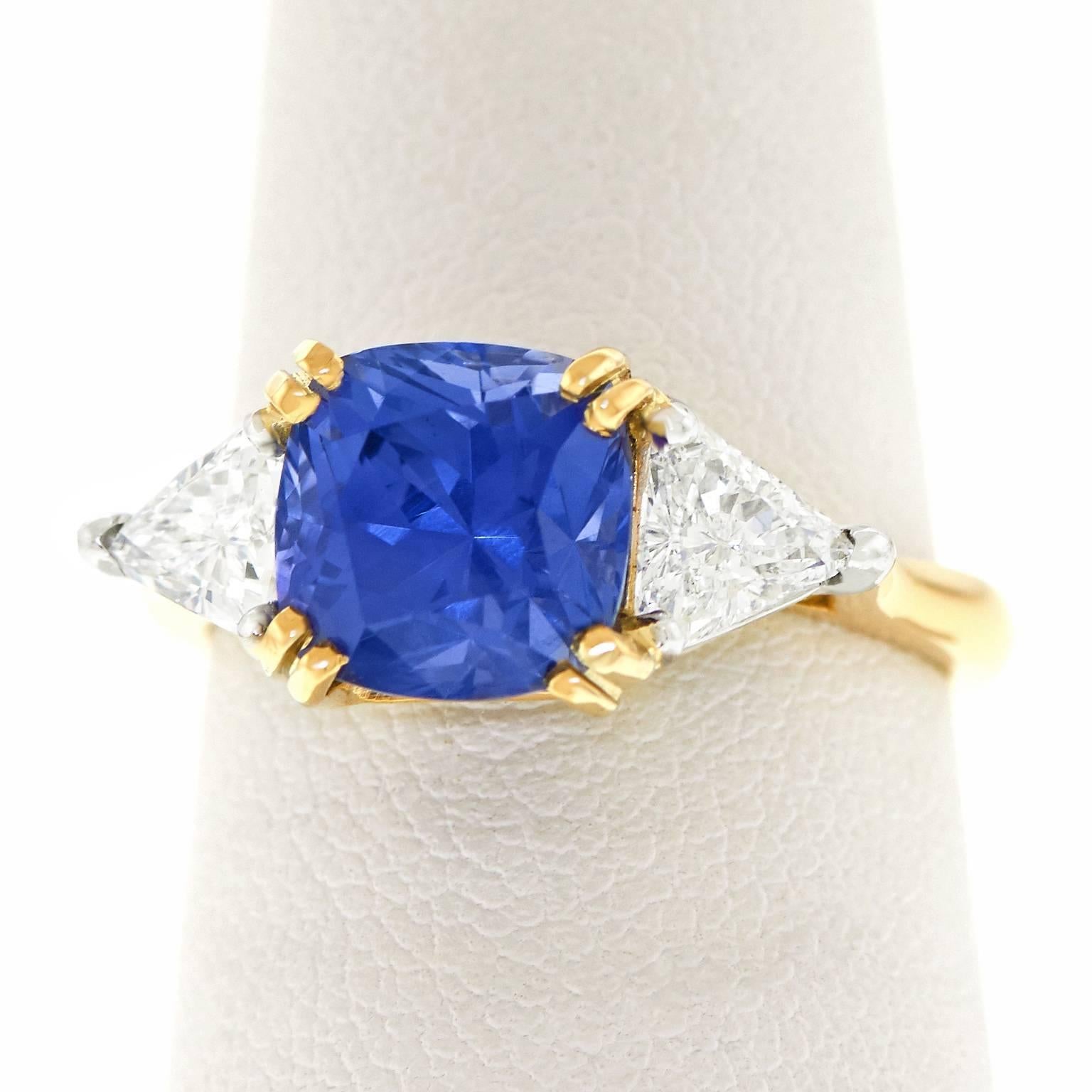 Dorfman 3.40 Carat Burma No-Heat Sapphire Diamond Ring GIA Certified 3