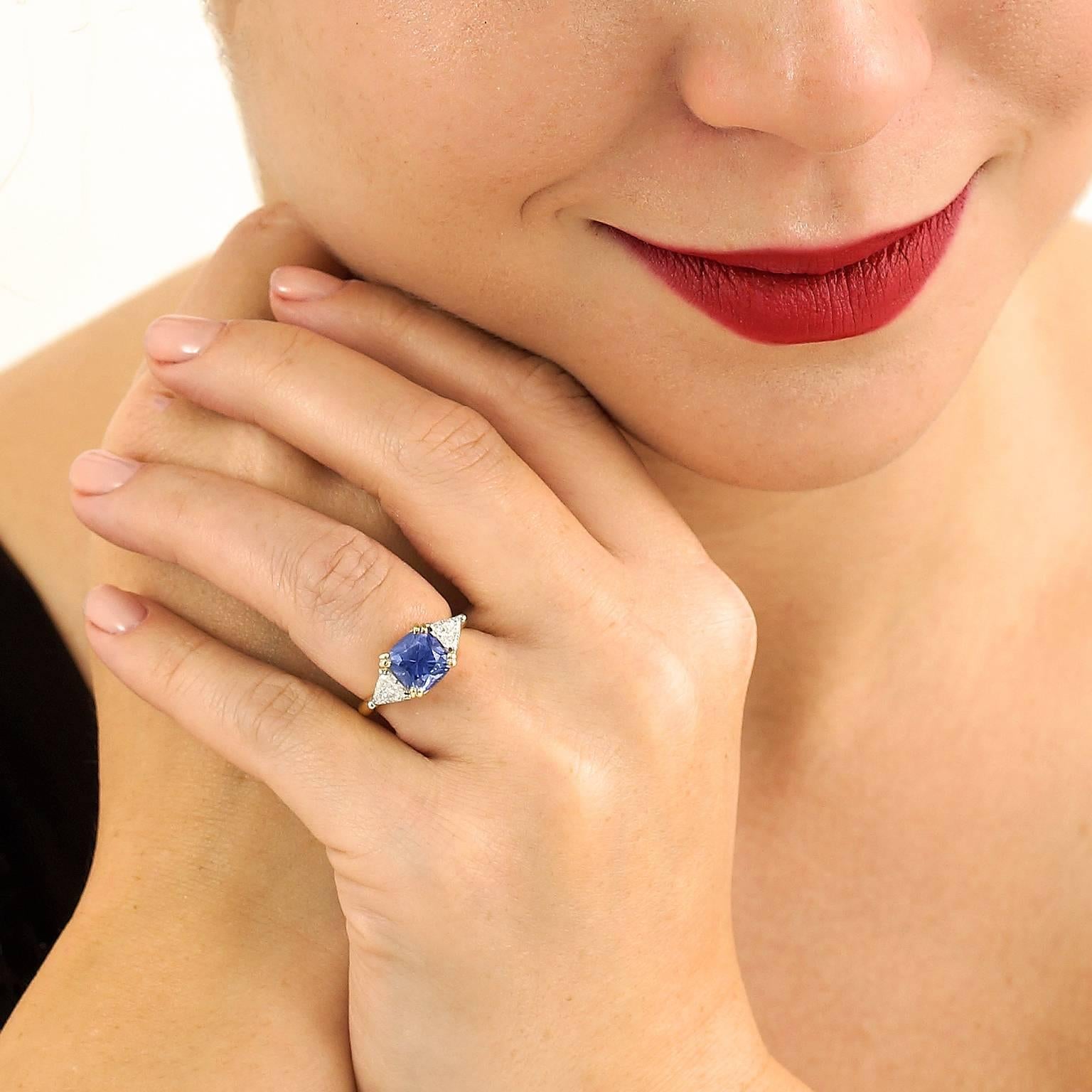 Women's Dorfman 3.40 Carat Burma No-Heat Sapphire Diamond Ring GIA Certified