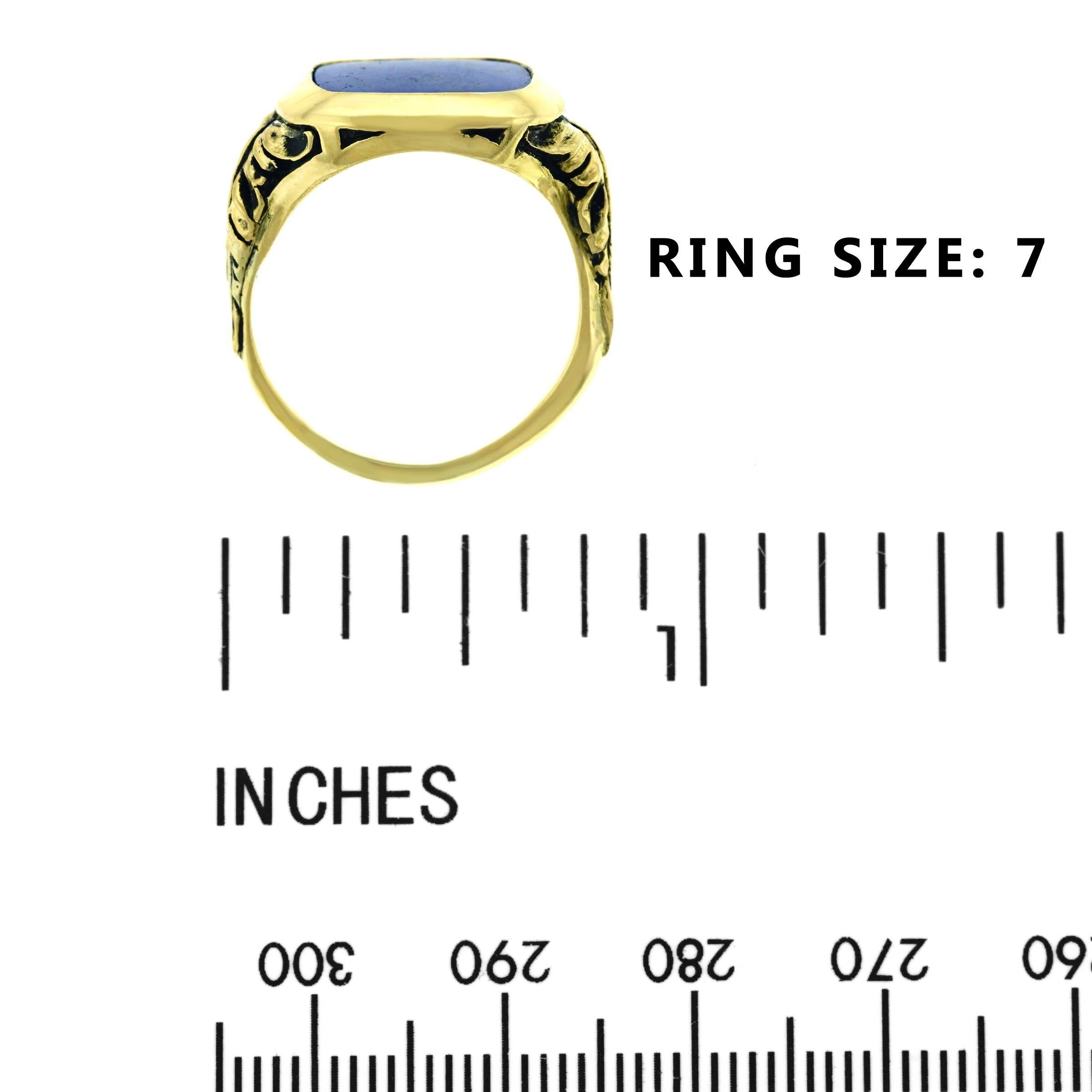 1920s Lapis Set Gold Signet Ring 2