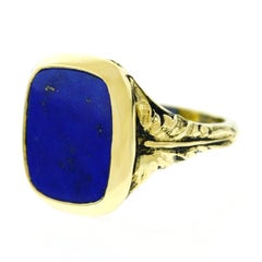 Antique 1920s Lapis Set Gold Signet Ring