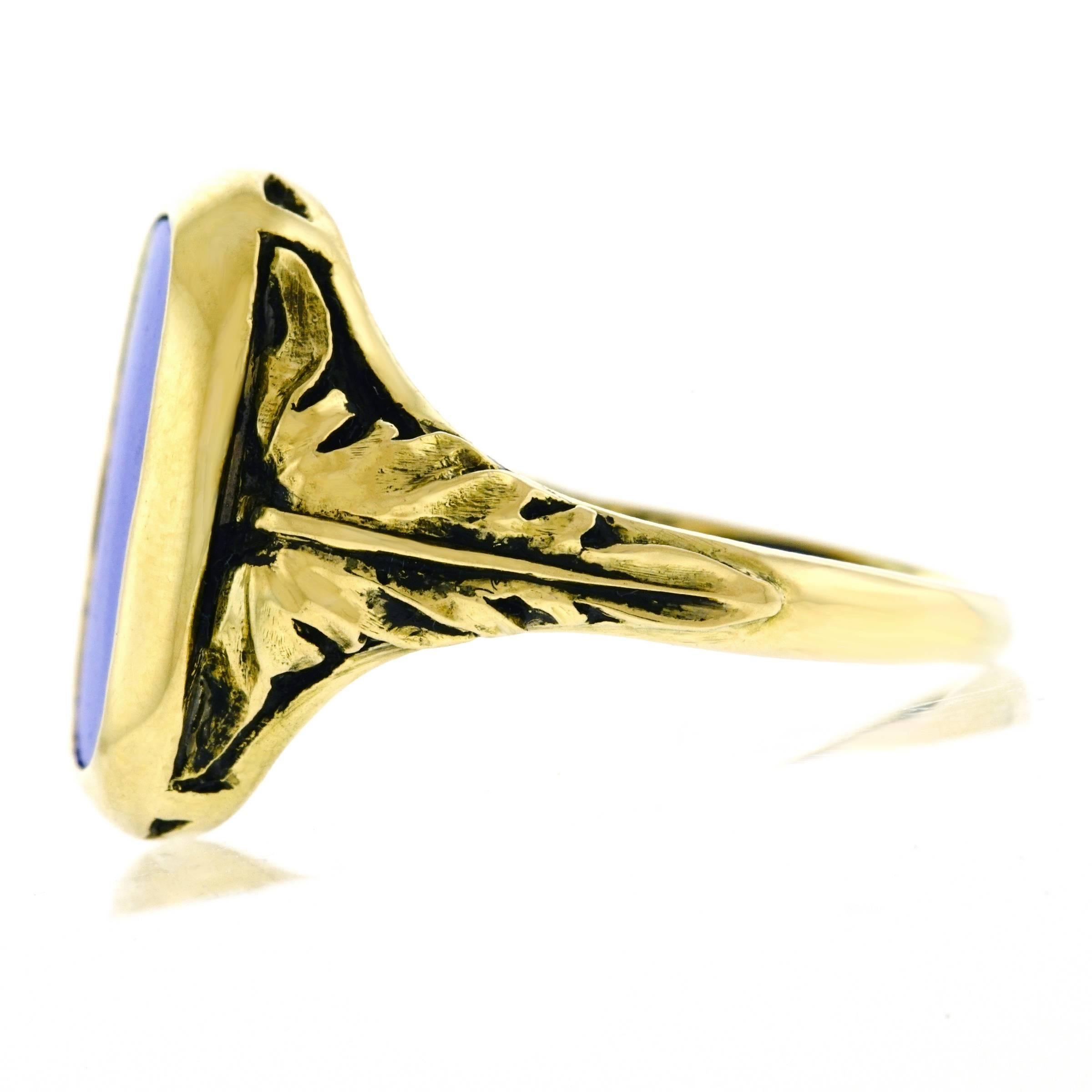 1920s Lapis Set Gold Signet Ring 3