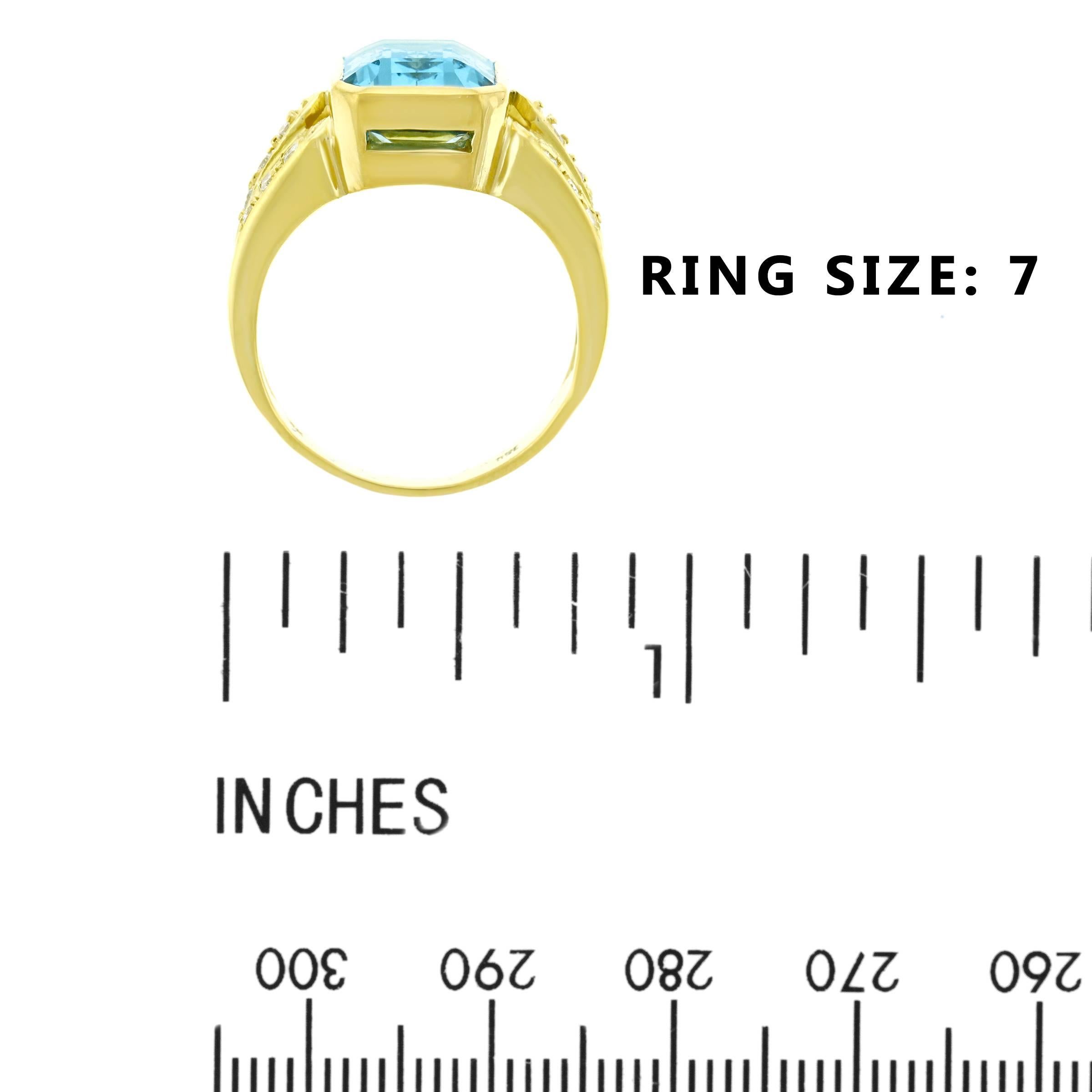 Aquamarine and Diamond Set Gold Ring 2