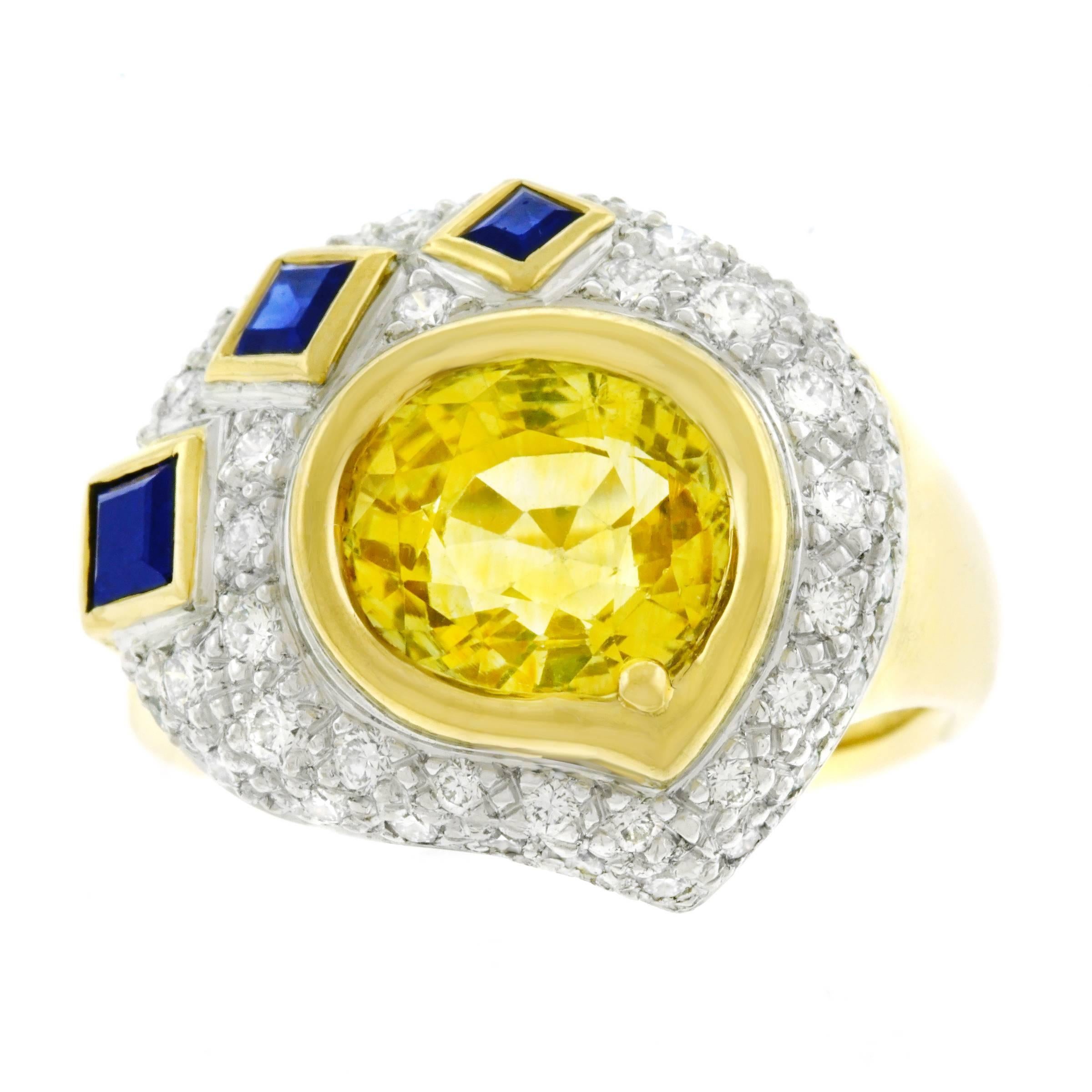 Meister Sapphire and Diamond Set Gold Ring