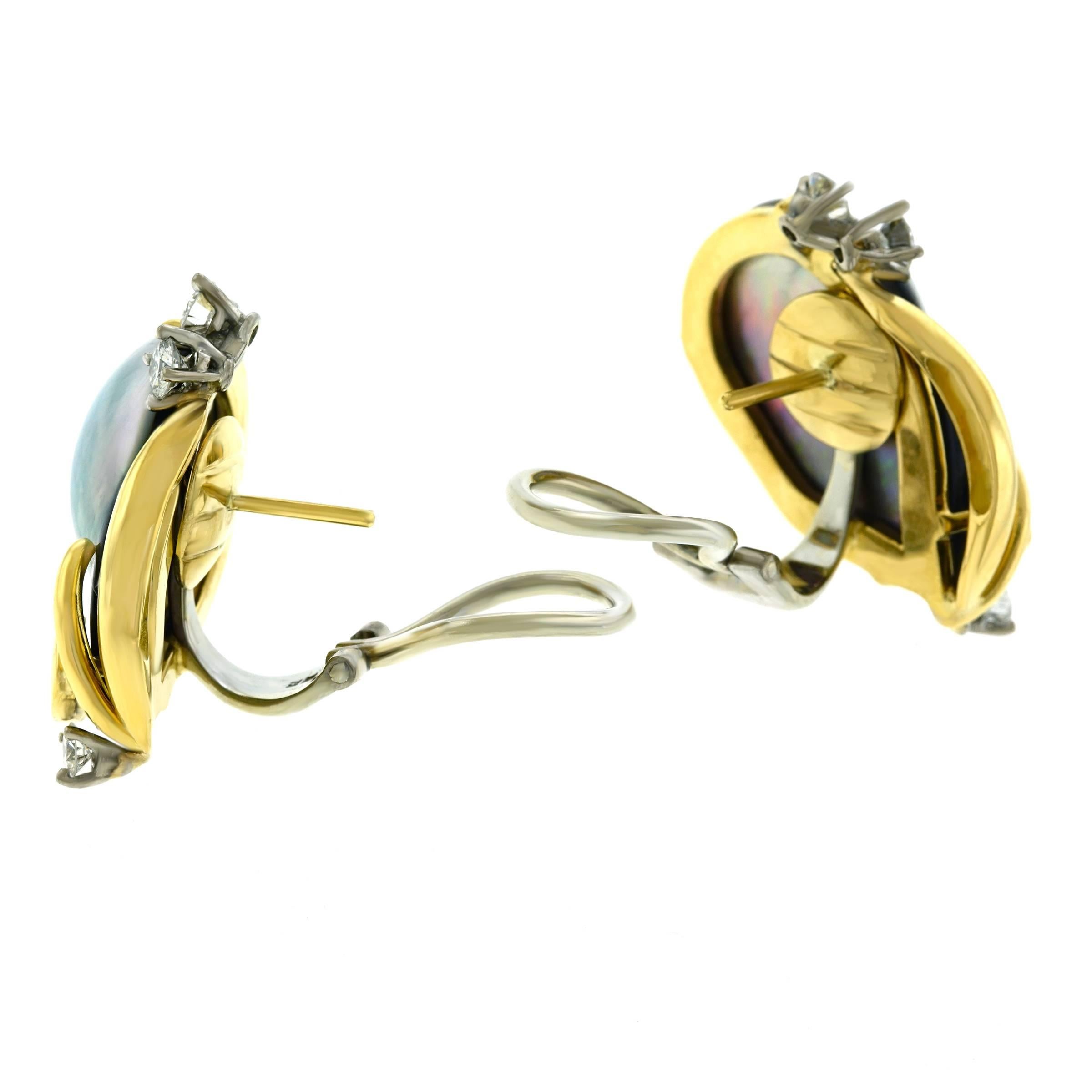 Emil Meister Modernist Pearl and Diamond Set Gold Earrings 3