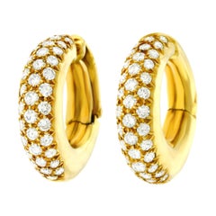 Van Cleef 
Arpels Diamond Set Gold Hoop Earrings