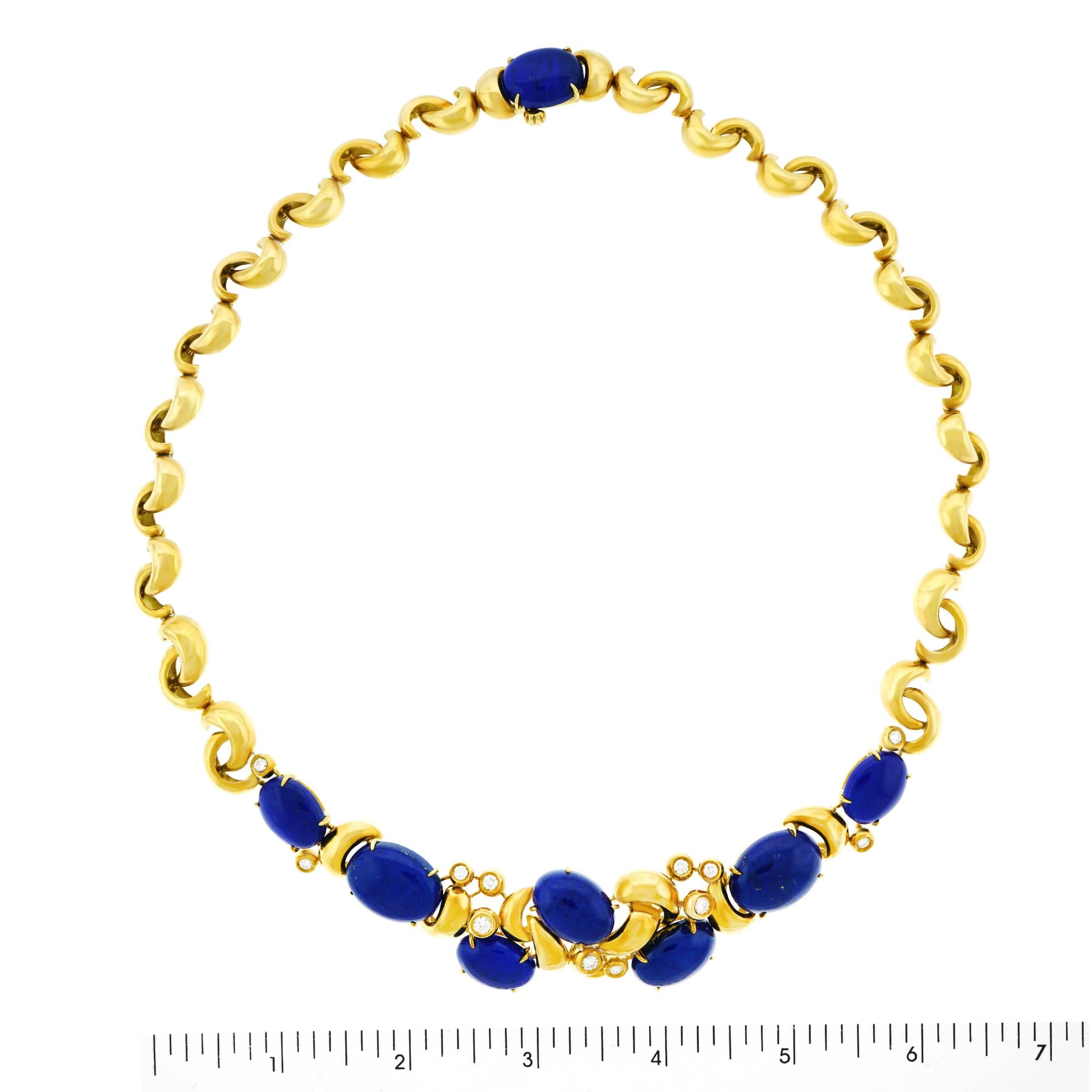 Women's Emil Meister Modernist Lapis and Diamond Set Gold Necklace