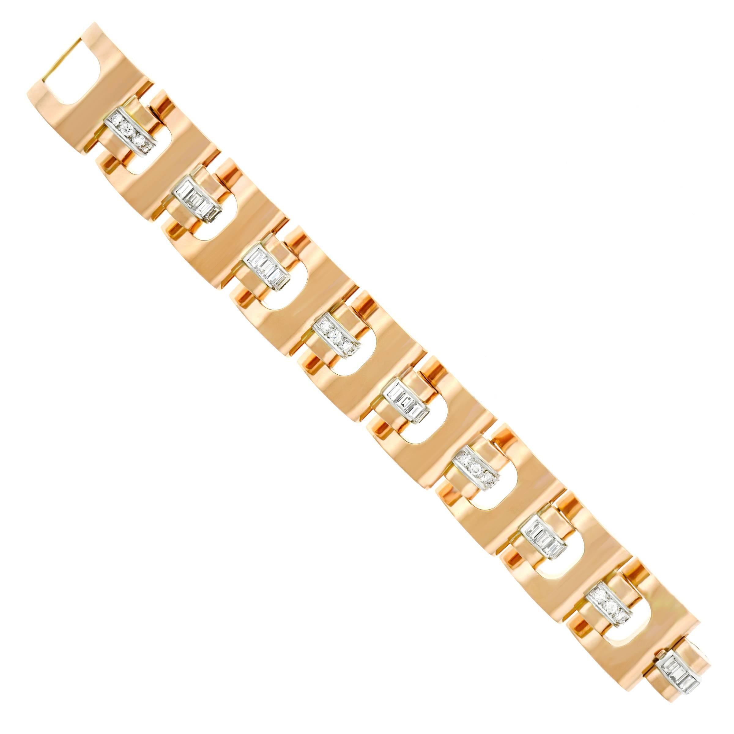 Art Deco Diamond Set Gold Bracelet 3