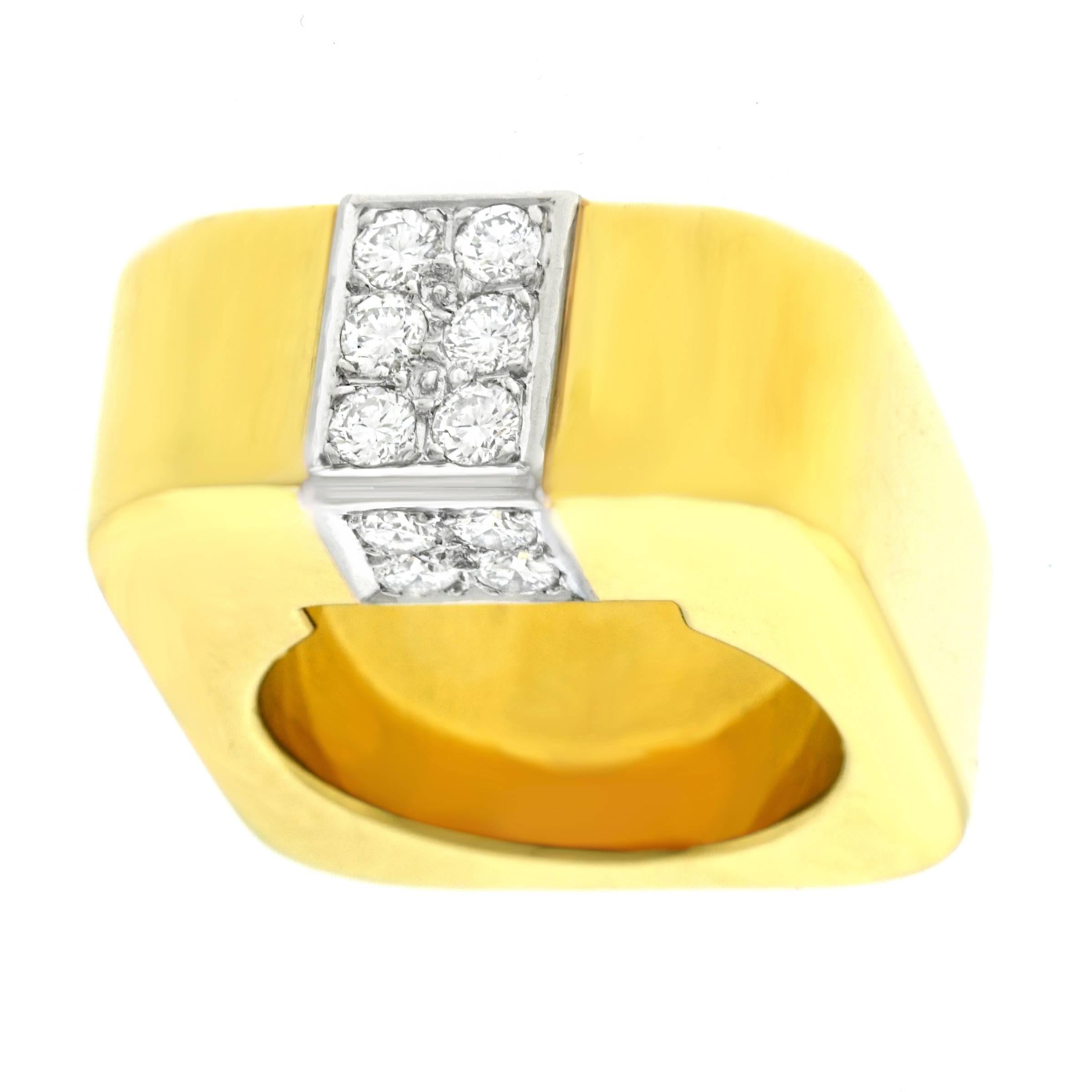 Weber & Cie Swiss Modern Diamond Set Gold Ring