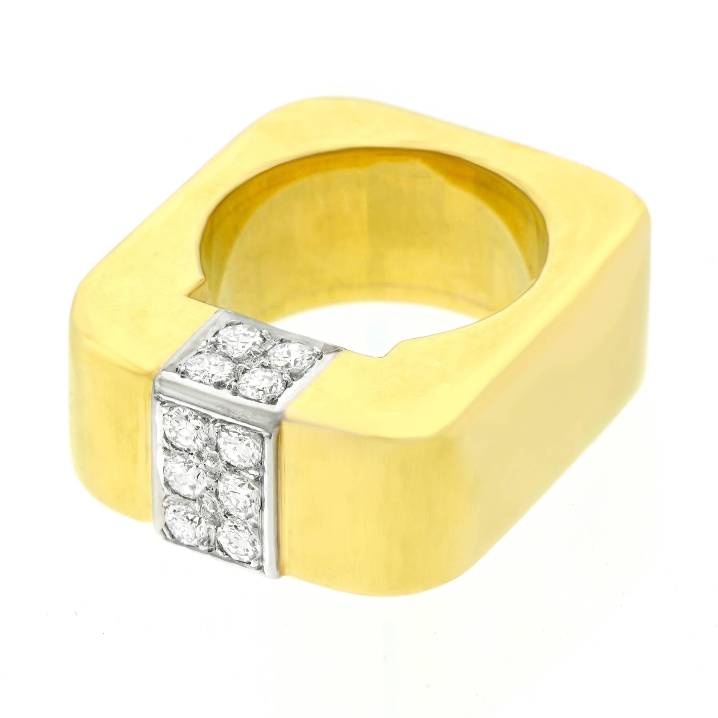 Modernist Weber & Cie Swiss Modern Diamond Set Gold Ring