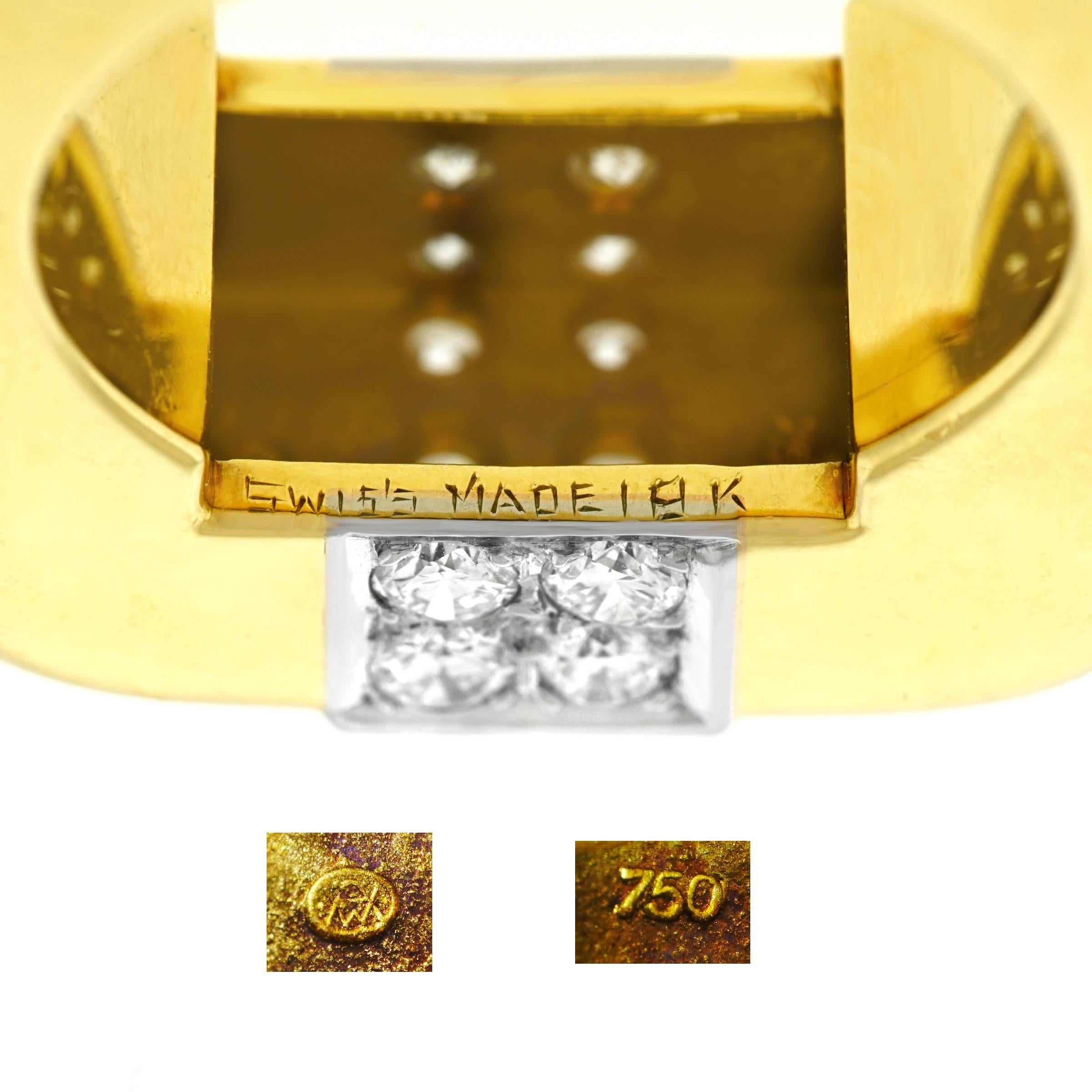 Women's or Men's Weber & Cie Swiss Modern Diamond Set Gold Ring