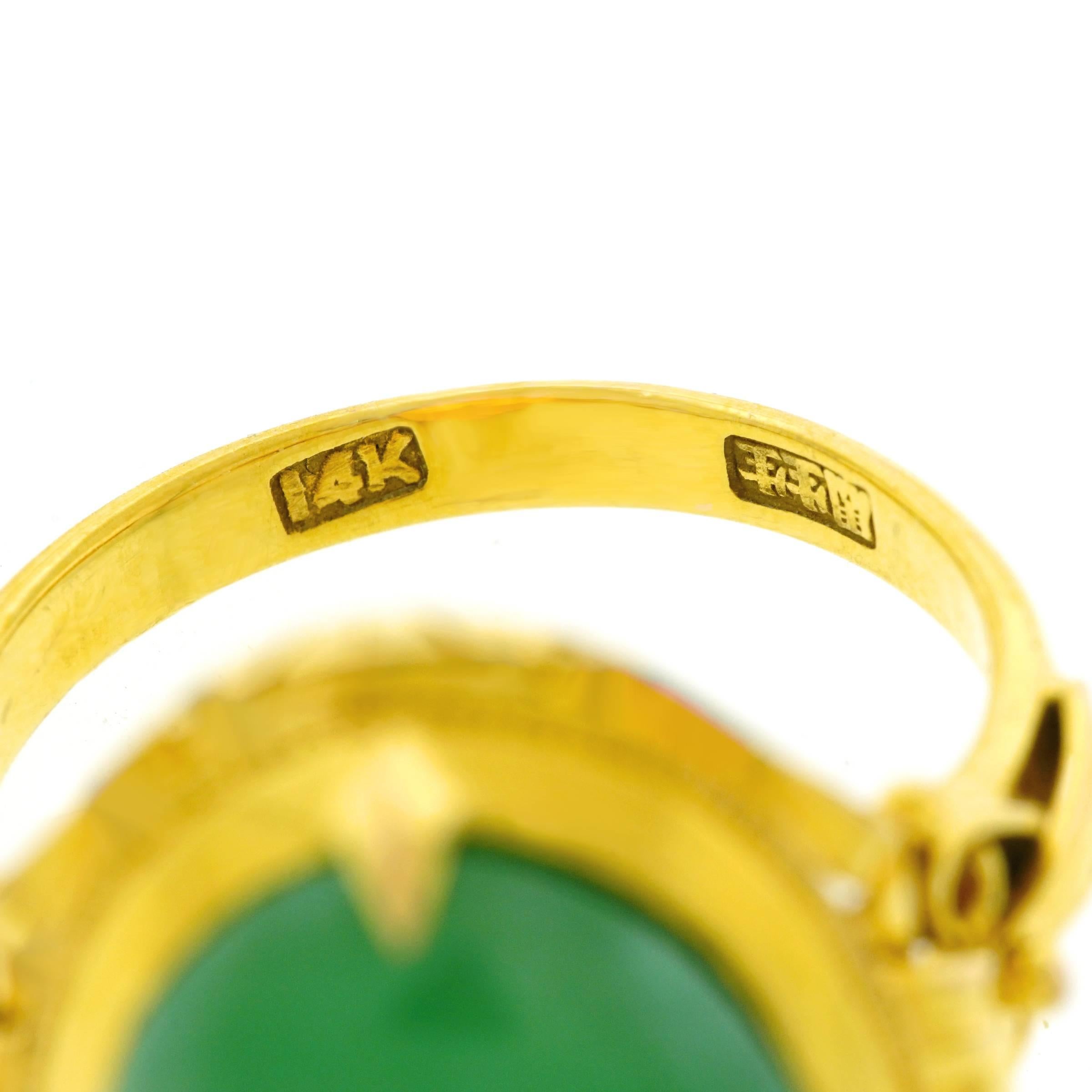 Art Deco Jade Set Gold Ring 1920s 1