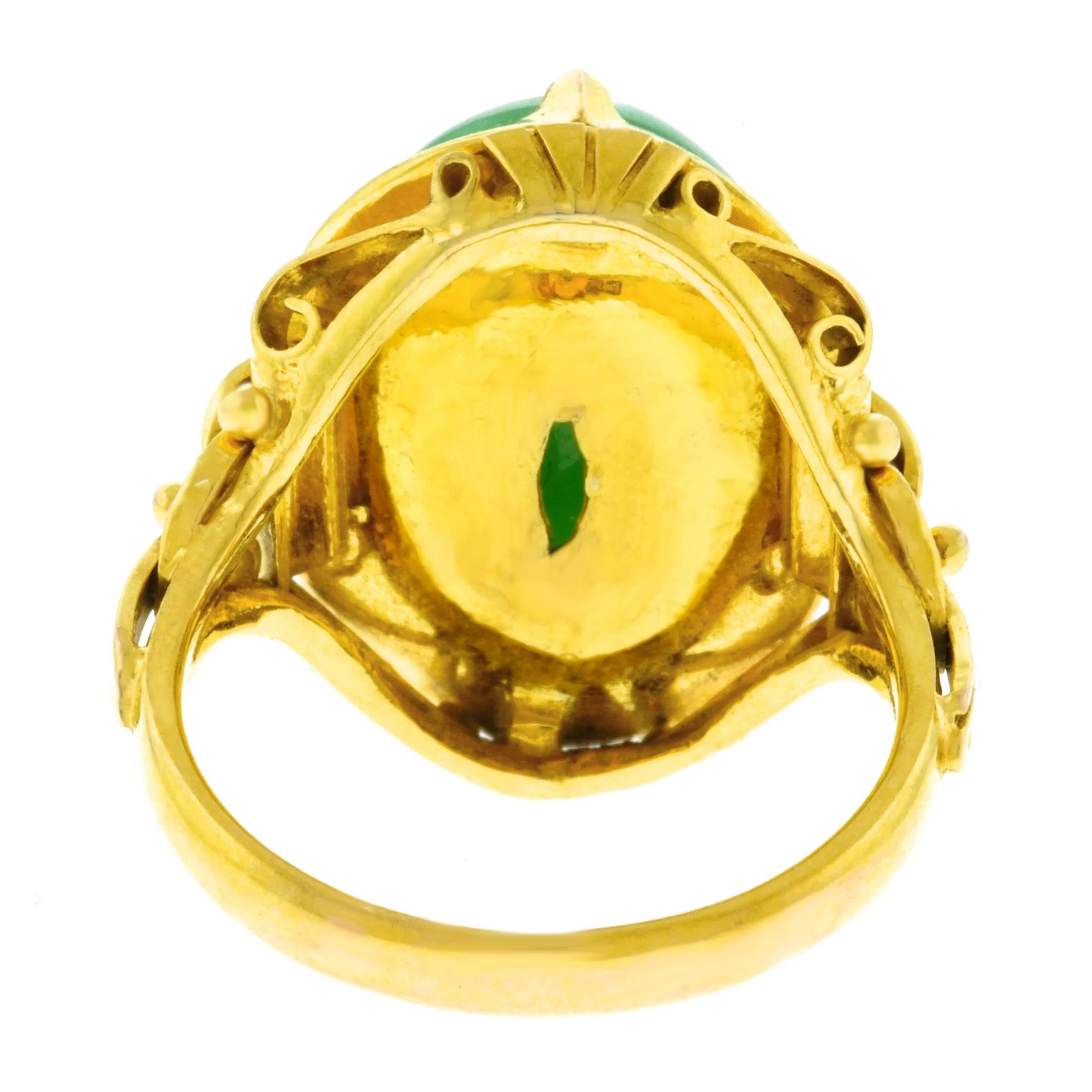 Art Deco Jade Set Gold Ring 1920s 4