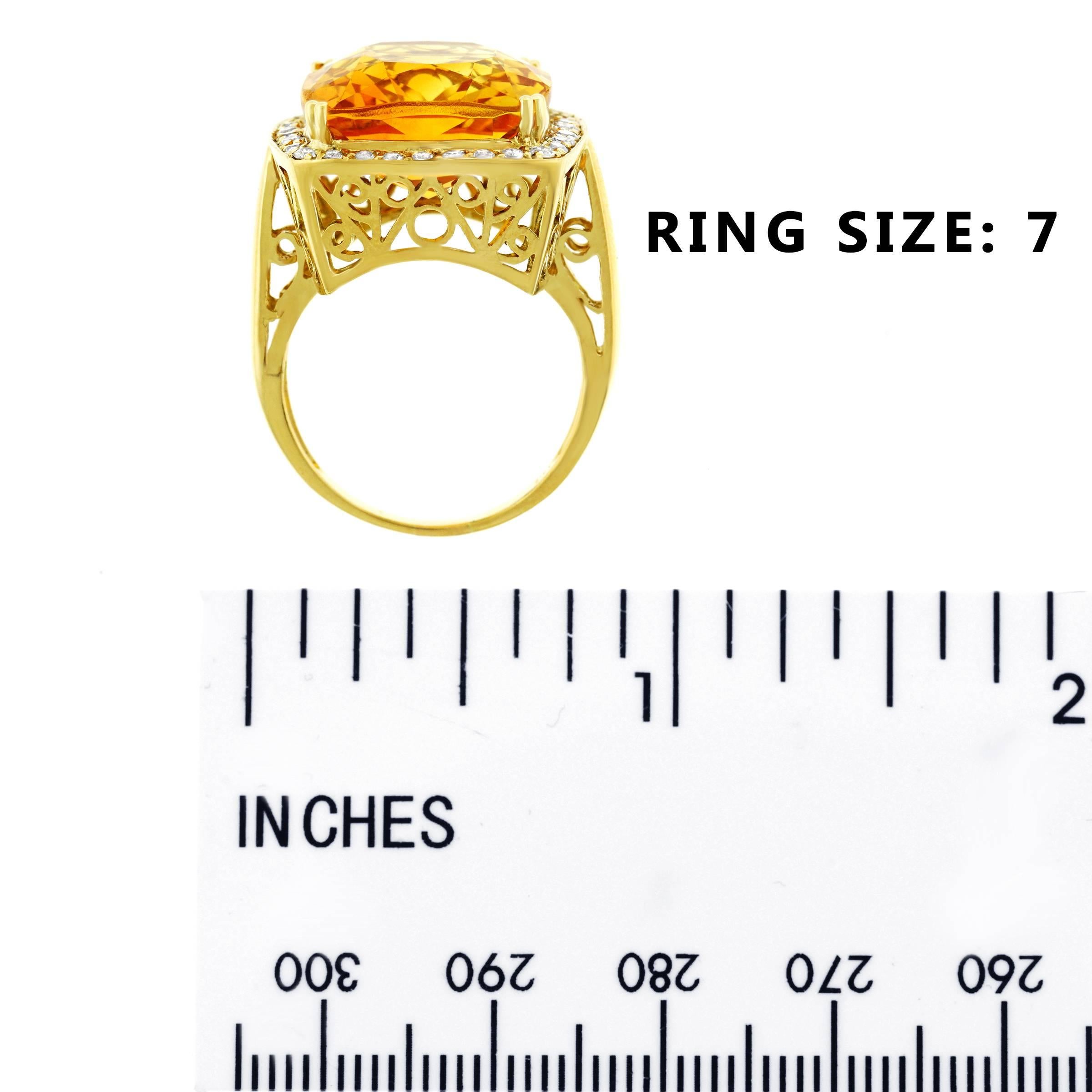 12.0 Carat Citrine and Diamond Set Gold Ring 2