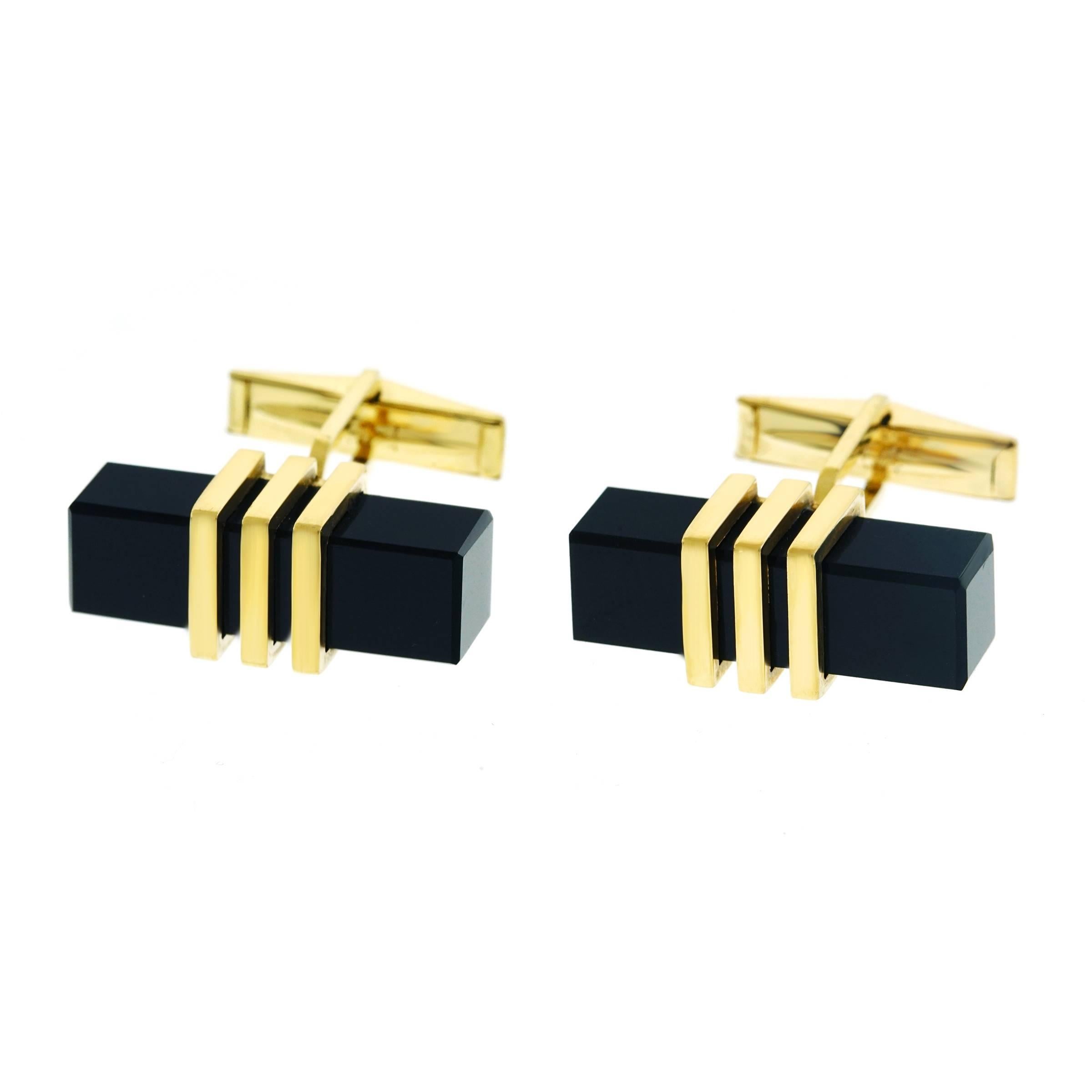 1950s Onyx and Gold Cufflinks