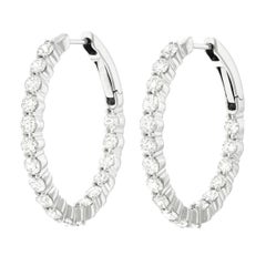 3.0 Carat Diamond Set Gold Hoop Earrings